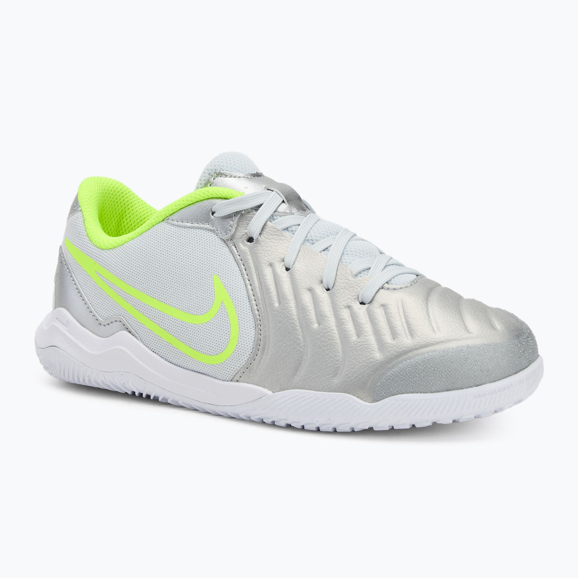 Buty piłkarskie dziecięce Nike Tiempo Legend 10 Academy IC metallic silver/black/volt 