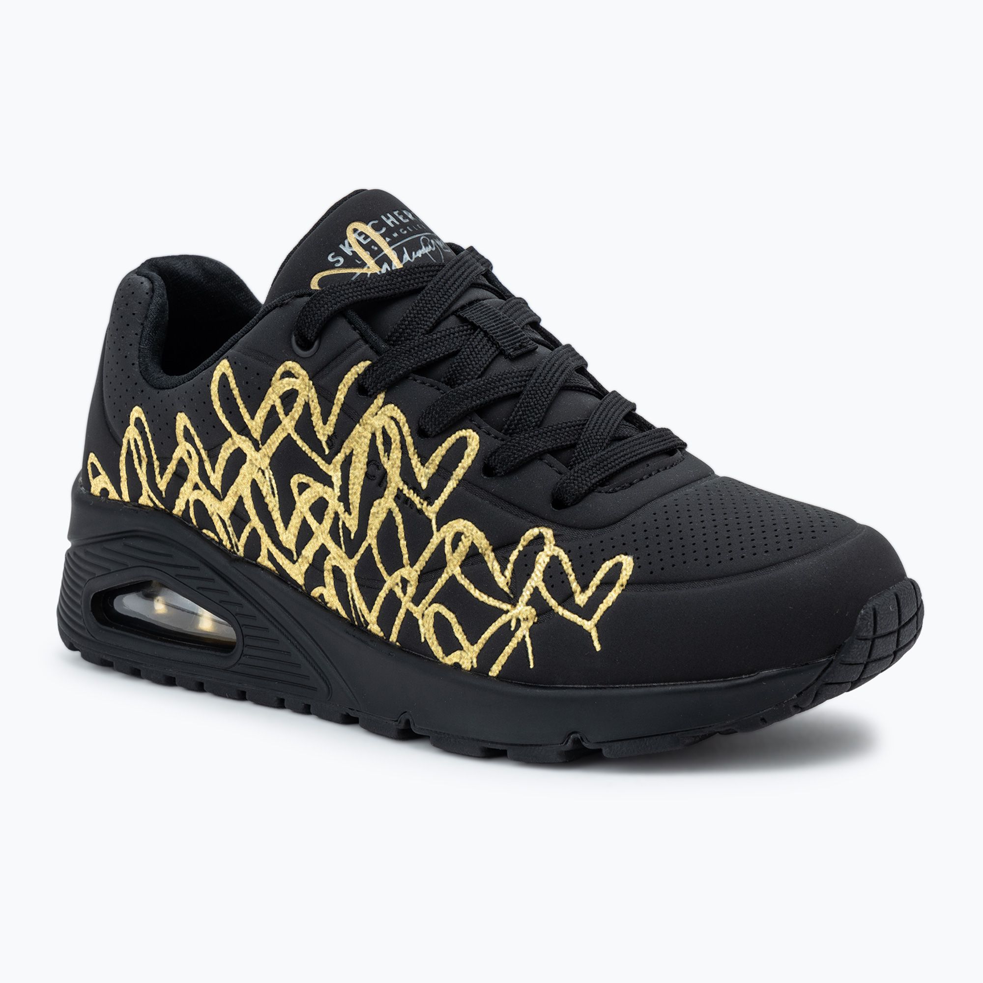 Buty damskie SKECHERS JGoldcrown Uno Golden Heart black/multicolor metallic 