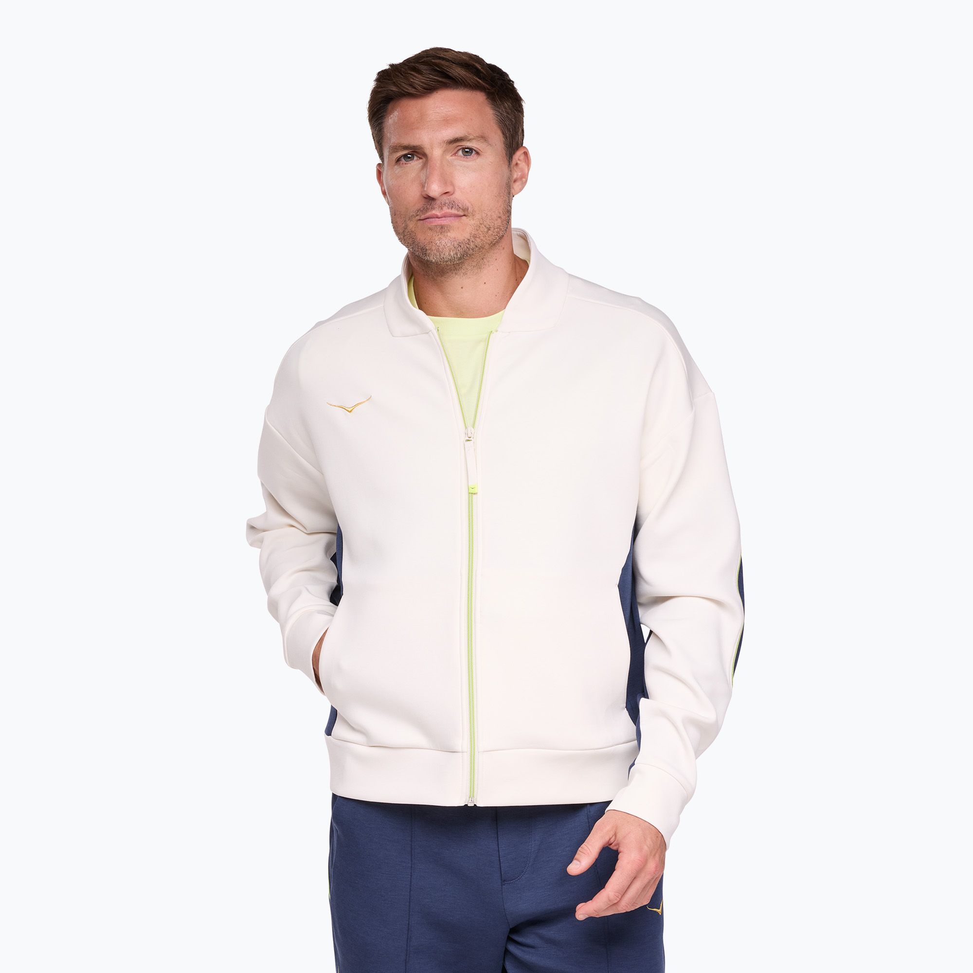 Kurtka do biegania męska HOKA Kaitoro Knit alabaster/versity navy 