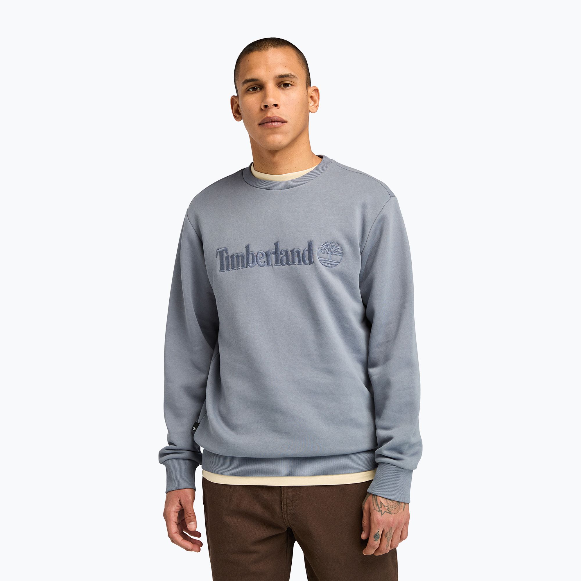Bluza męska Timberland Embroidery Tonal Crew Neck folkstone gray 