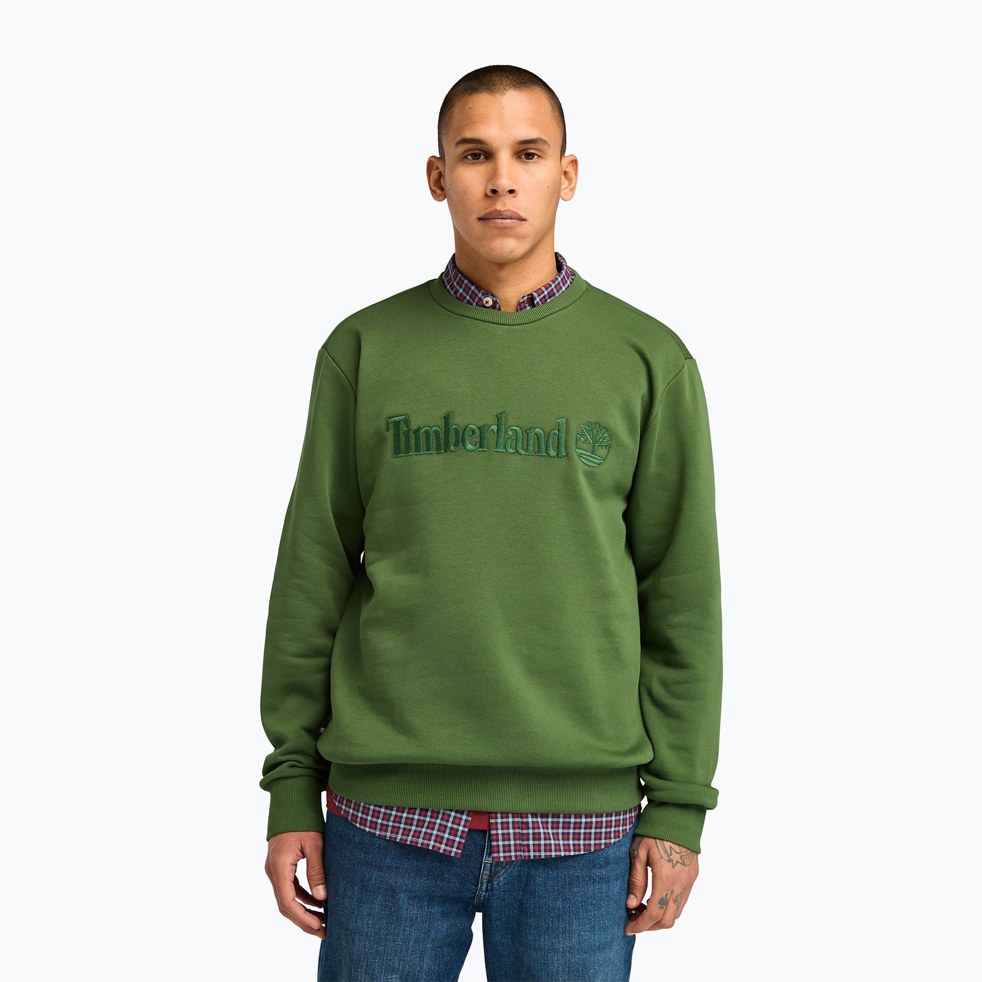 Bluza męska Timberland Embroidery Tonal Crew Neck black forest green 