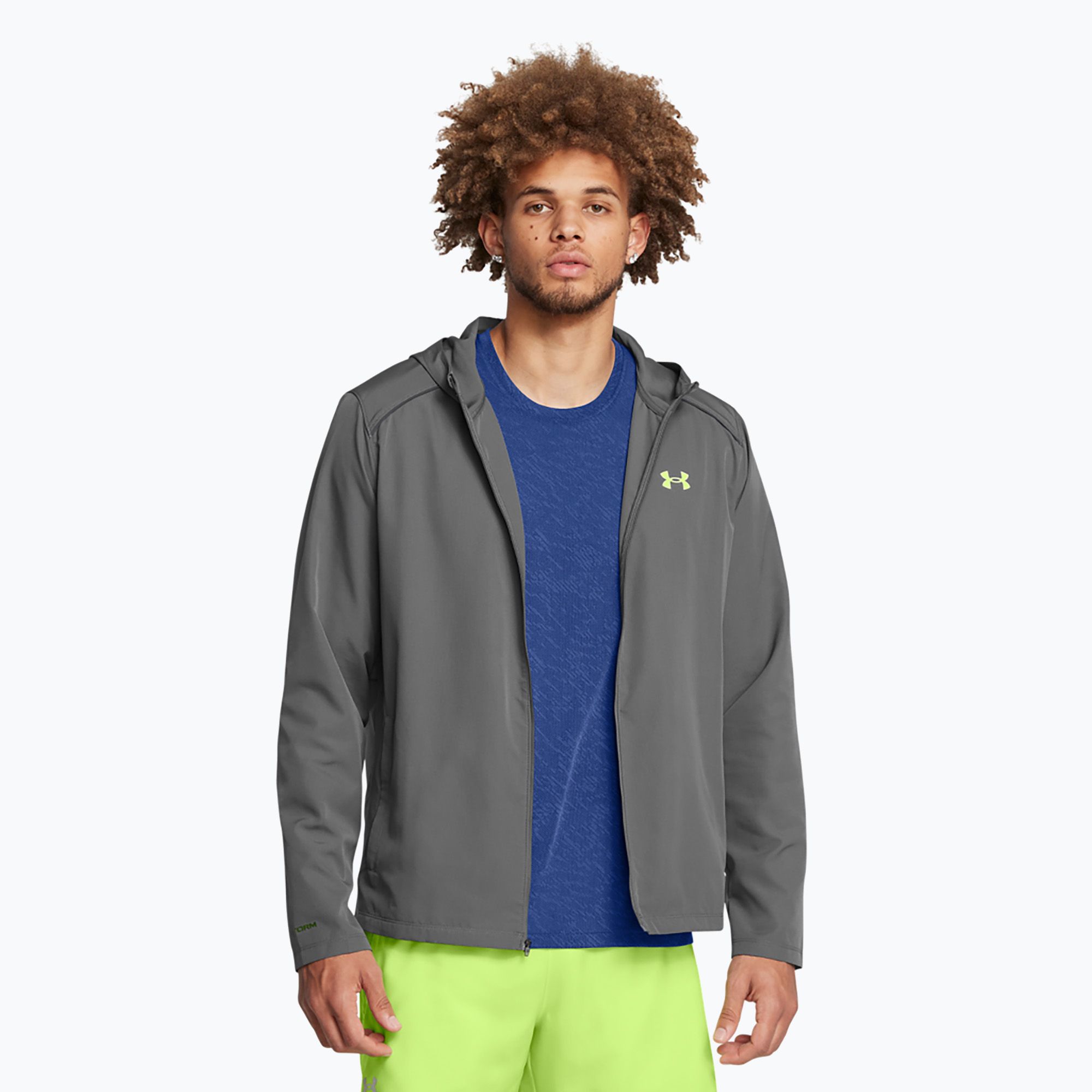 Kurtka do biegania męska Under Armour Storm Run Hooded castlerock/morph green/reflective 