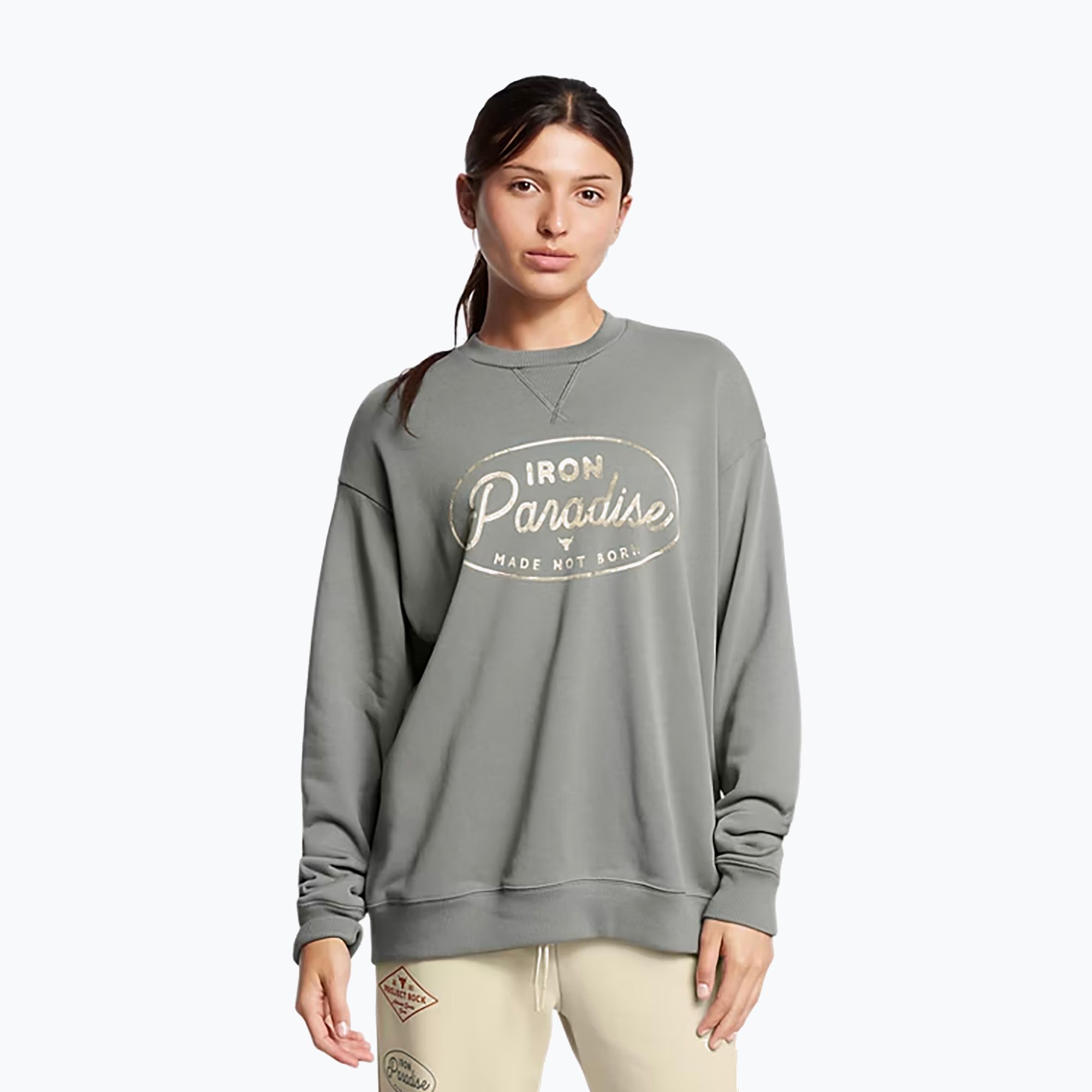 Bluza damska Under Armour Project Rock HWT Crew clay green/black 