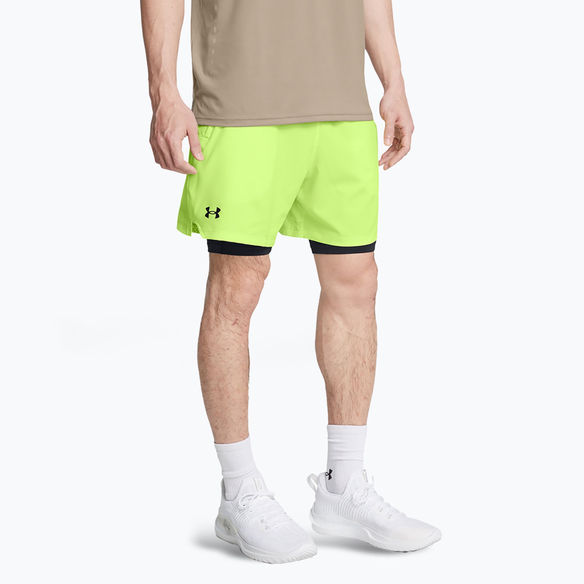 Spodenki treningowe męskie Under Armour Vanish Woven 2in1 Sts morph green/black/black 