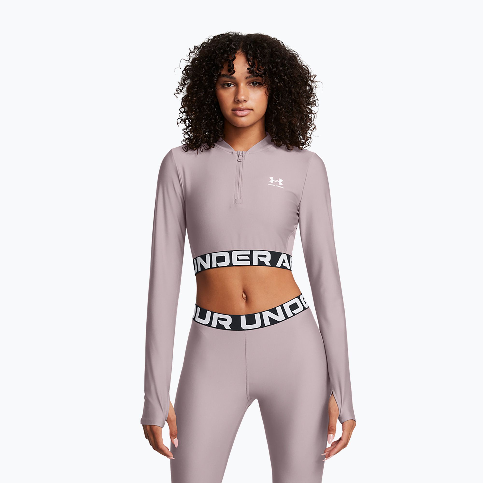 Top treningowy damski Under Armour Heat Gear Rib 1/4 Zip tetra gray/white 