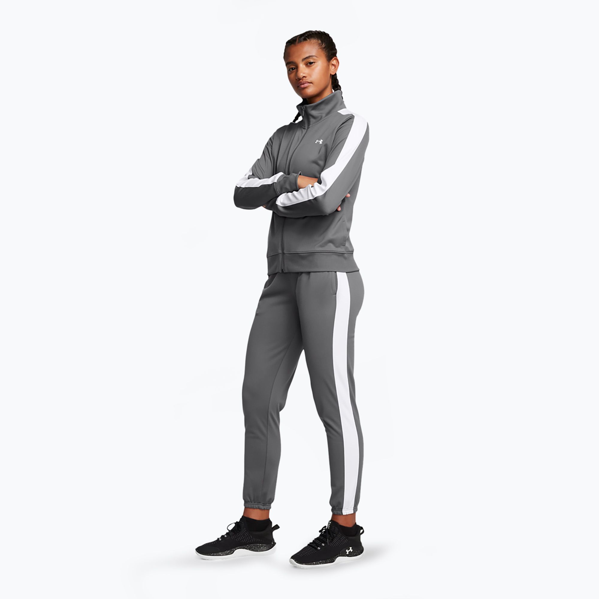 Dres damski Under Armour Tricot castlerock/white 
