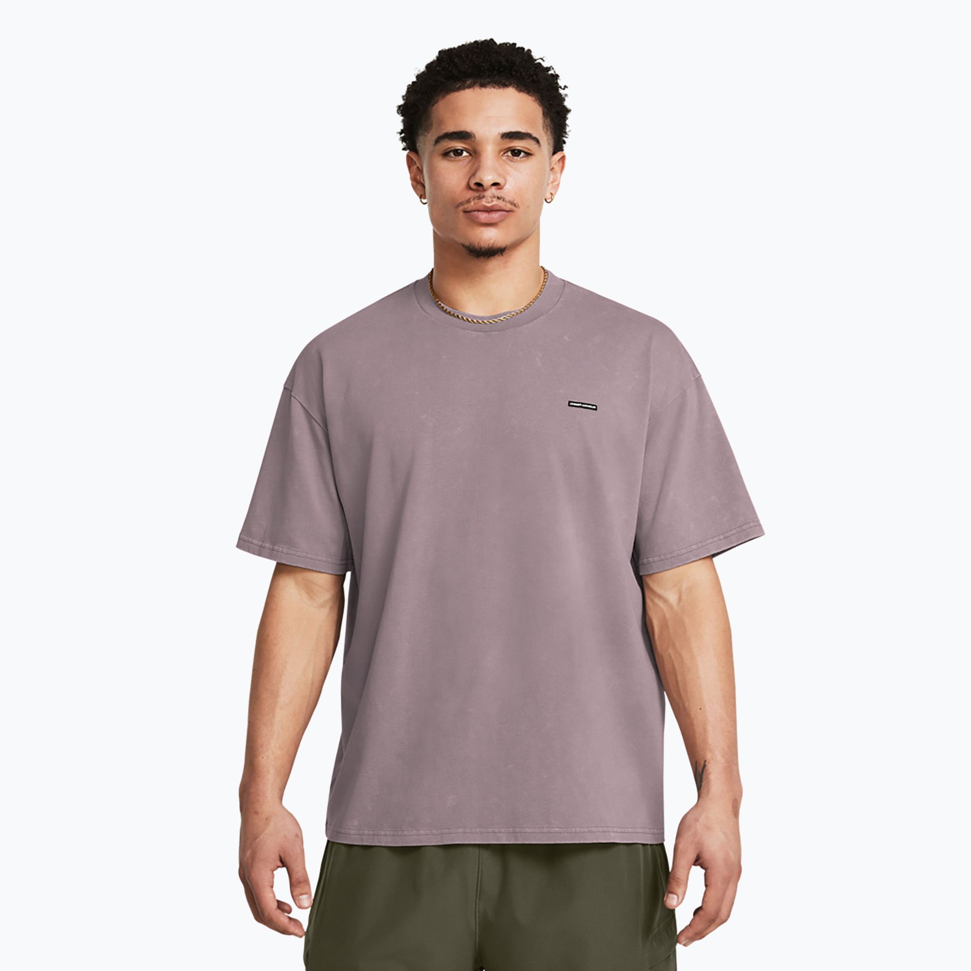 Koszulka męska Under Armour HW OS Logo Wash tetra gray/white 