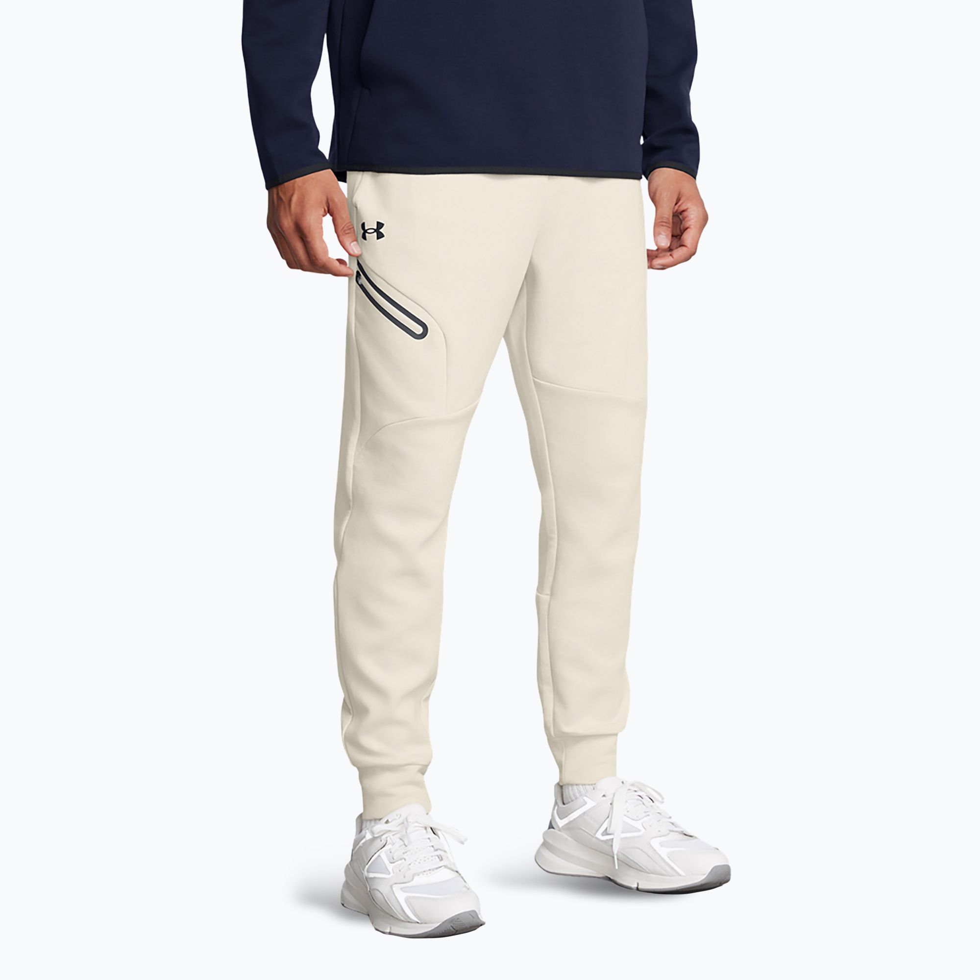 Spodnie męskie Under Armour Unstoppable Fleece summit white/black 