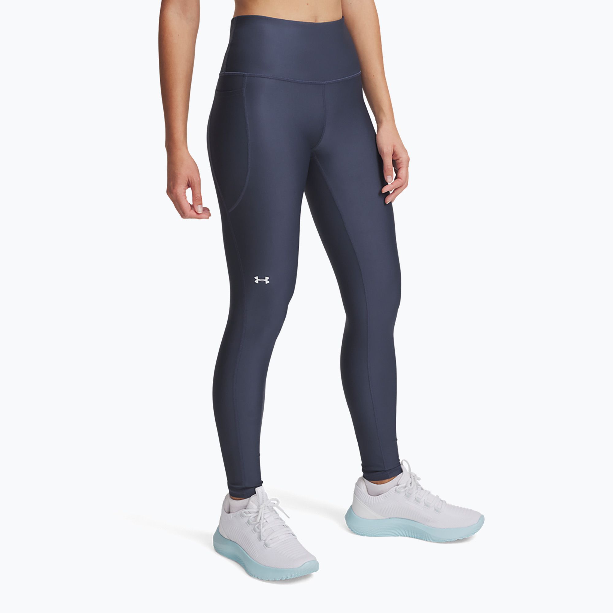 Legginsy treningowe damskie Under Armour Tech High Rise downpour gray/white 