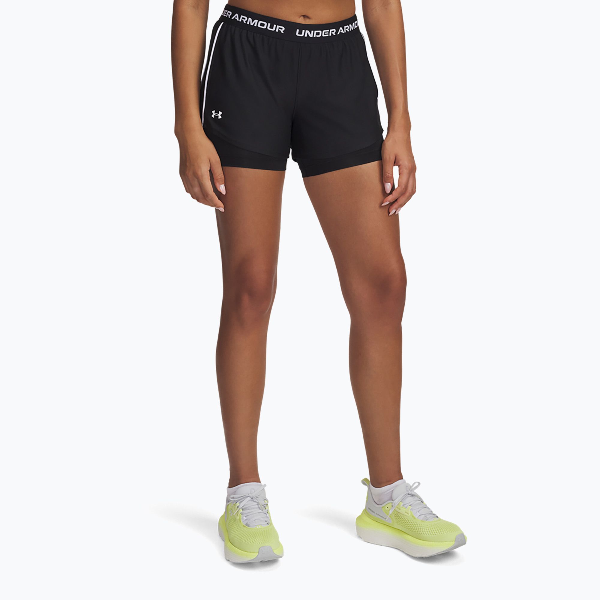 Spodenki treningowe damskie Under Armour Tech Play Up 2in1 black/black/white 