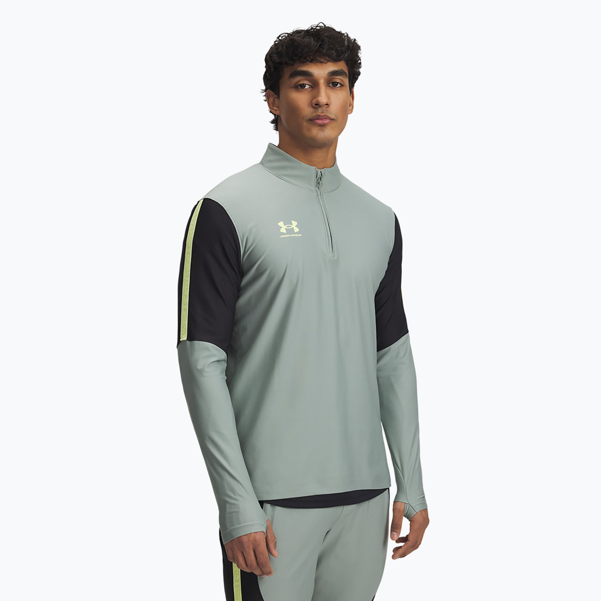 Bluza piłkarska męska Under Armour Challenger Pro 1/4 Zip silica green/black/sonic yellow 