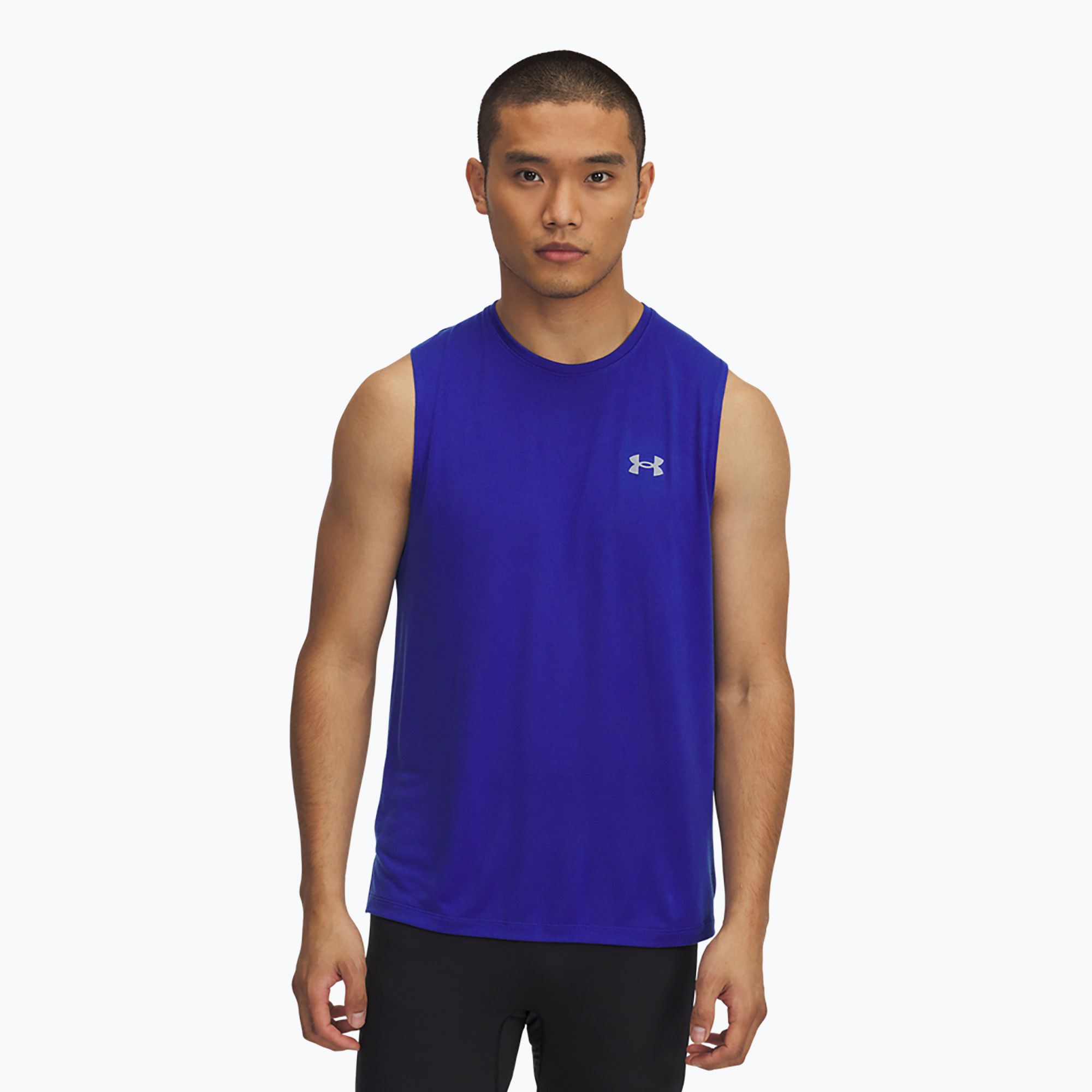 Koszulka do biegania męska Under Armour Trail Run Launch Tank royal/reflective 