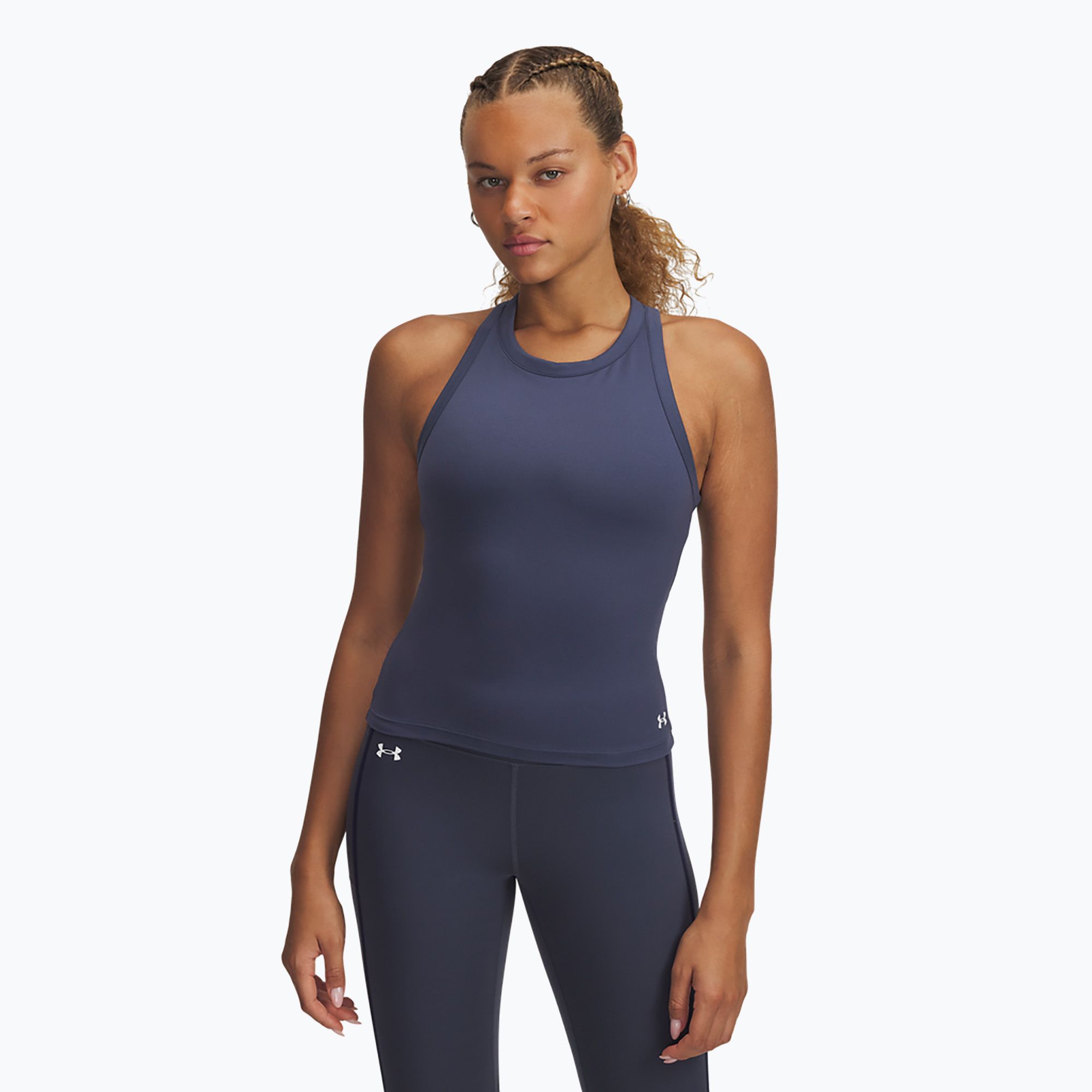 Top treningowy damski Under Armour Motion High Neck Tank downpour gray/white 