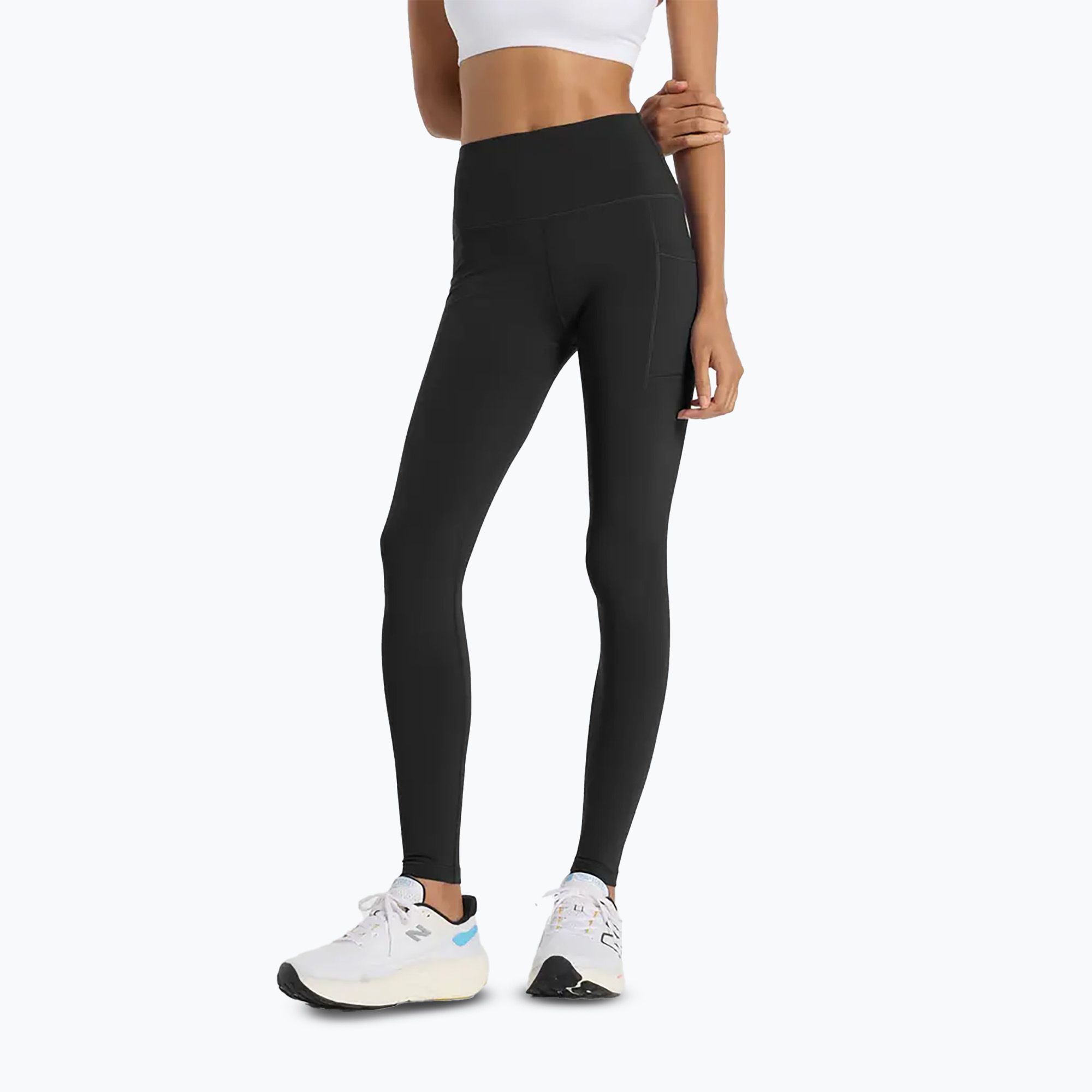 Legginsy do biegania damskie New Balance Sleek Pocket High Rise black 