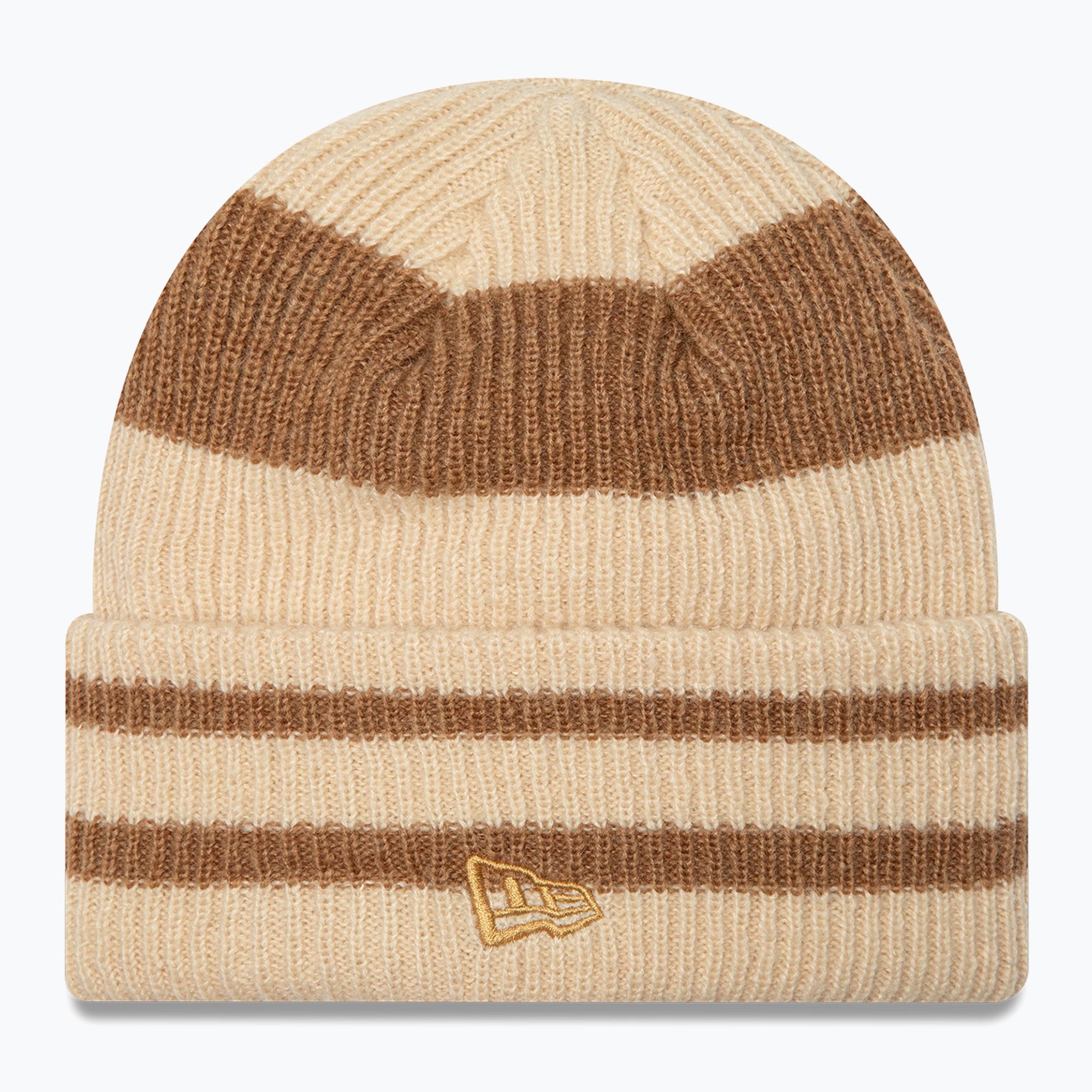 Czapka zimowa damska New Era Stripe Cuff Knit Beanie beige 