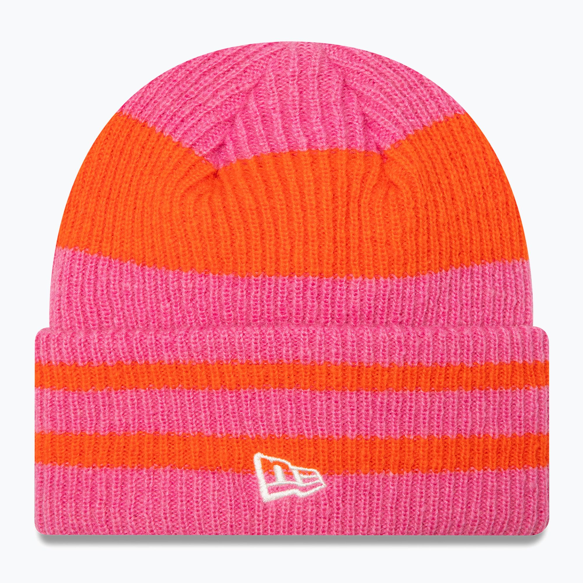 Czapka zimowa damska New Era Stripe Cuff Knit Beanie pastel pink 