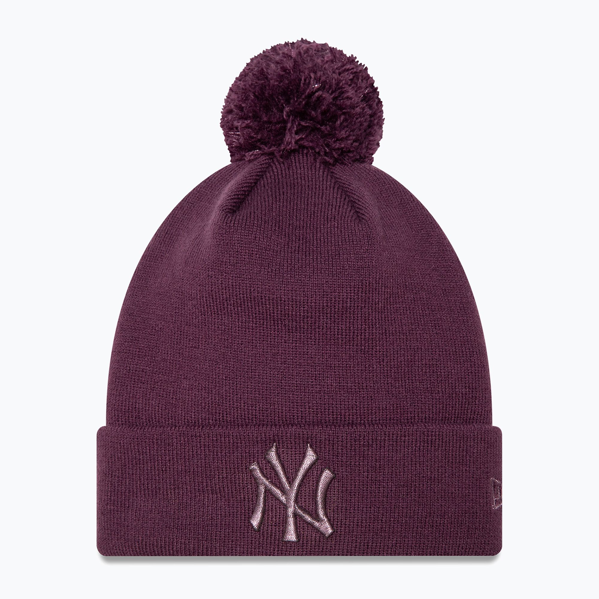 Czapka z daszkiem damska New Era Metallic Bobble Knit Beanie New York Yankees dark purple 