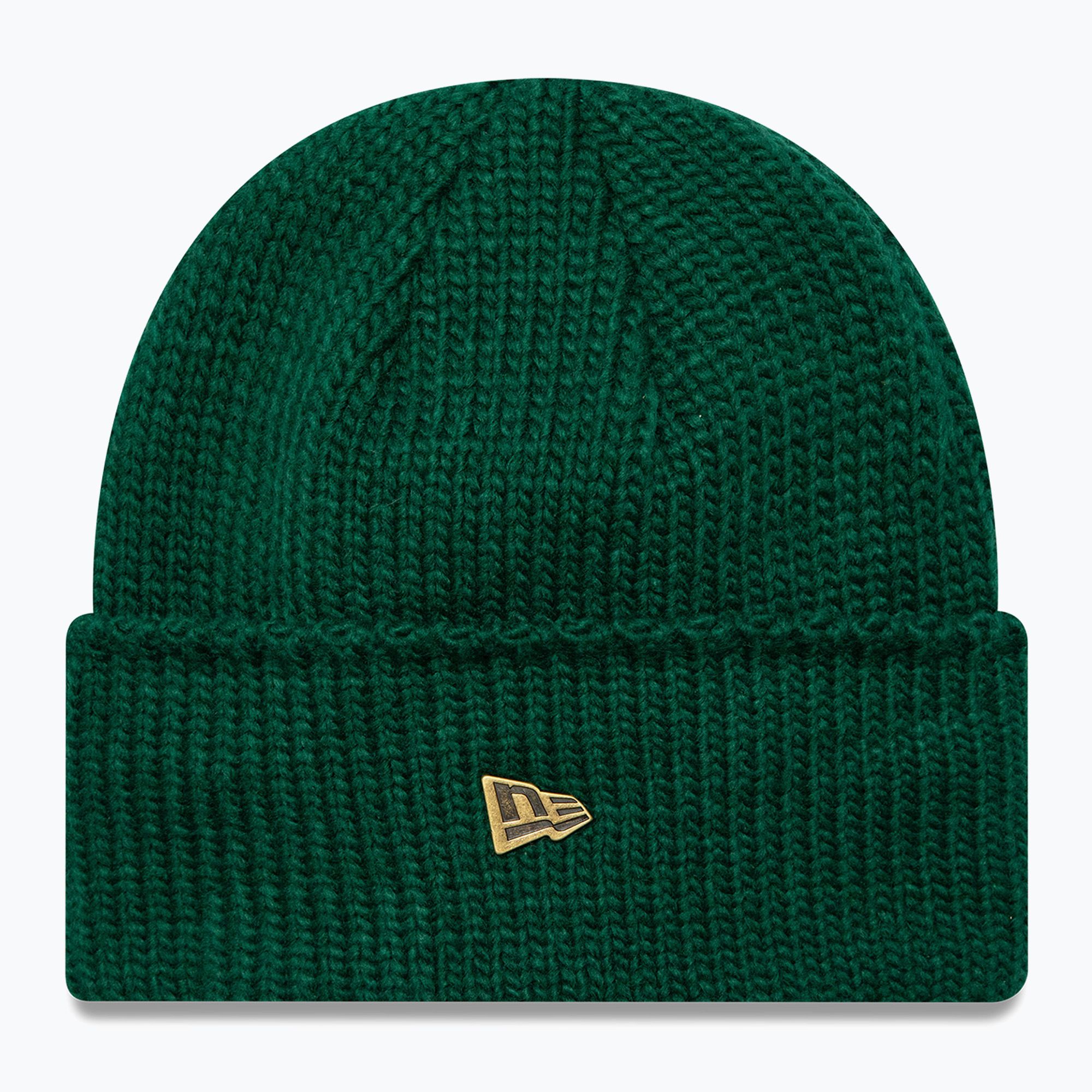 Czapka zimowa New Era Metal Pin Wide Cuff Knit Beanie dark green 