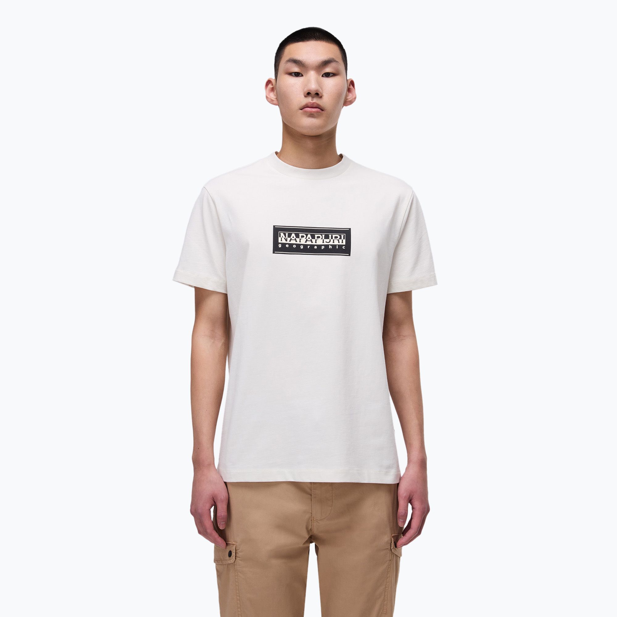 Koszulka męska Napapijri S-Box Logo white whisper 