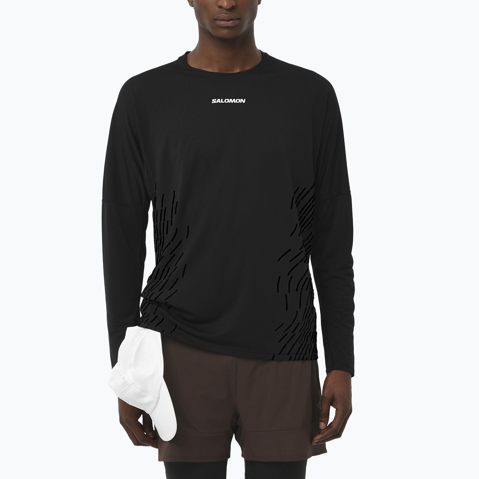 Longsleeve do biegania męski Salomon Sense Aero GFX deep black 