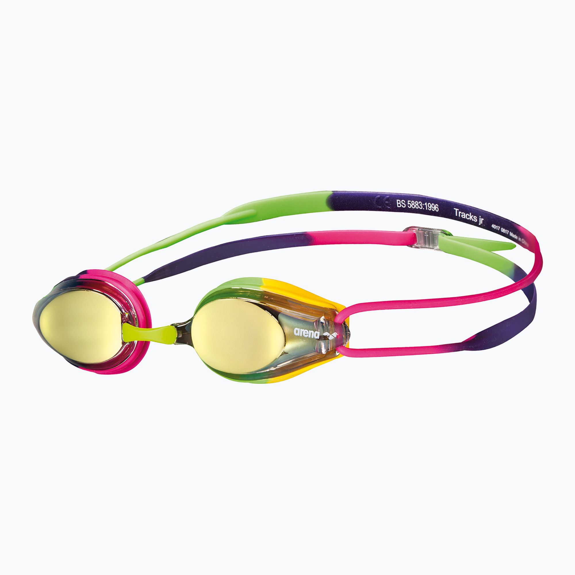 Okulary do pływania dziecięce arena Tracks JR Mirror blue yellow violet/fuchsia/green 