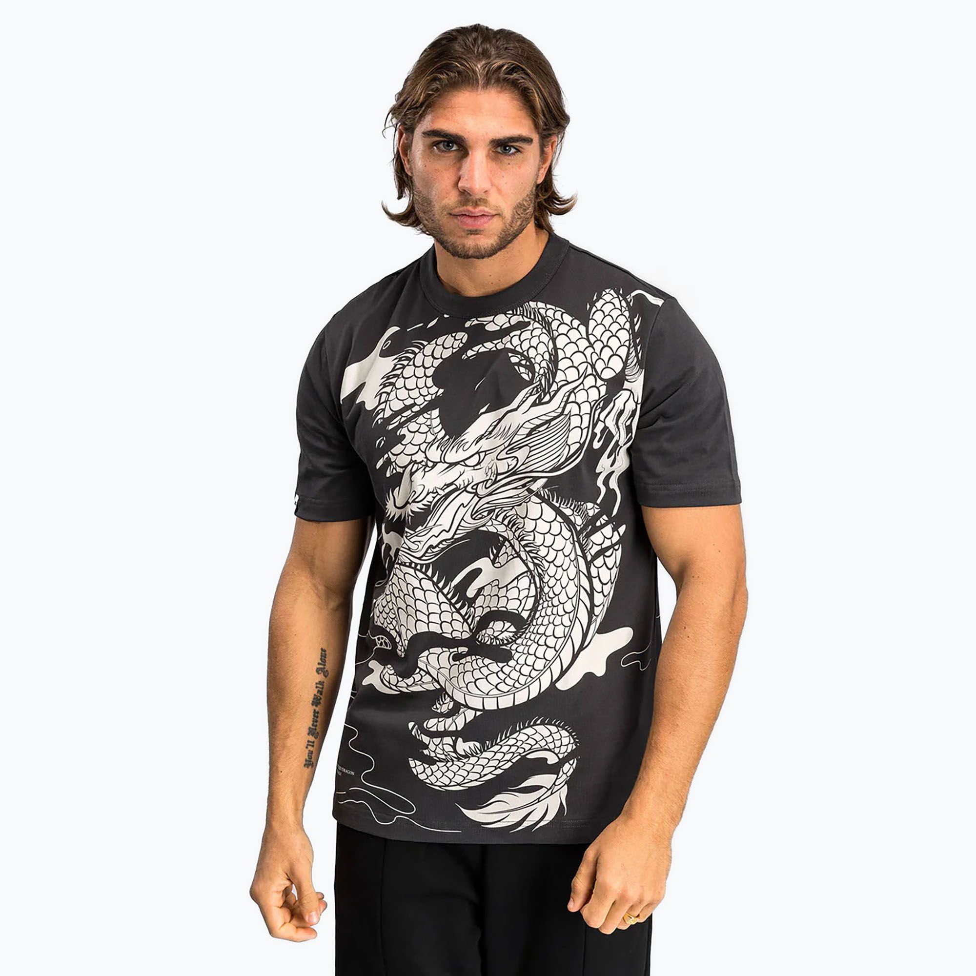 Koszulka męska Venum Dragon’S Flight Men’S T-Shirt charcoal grey/cream white 