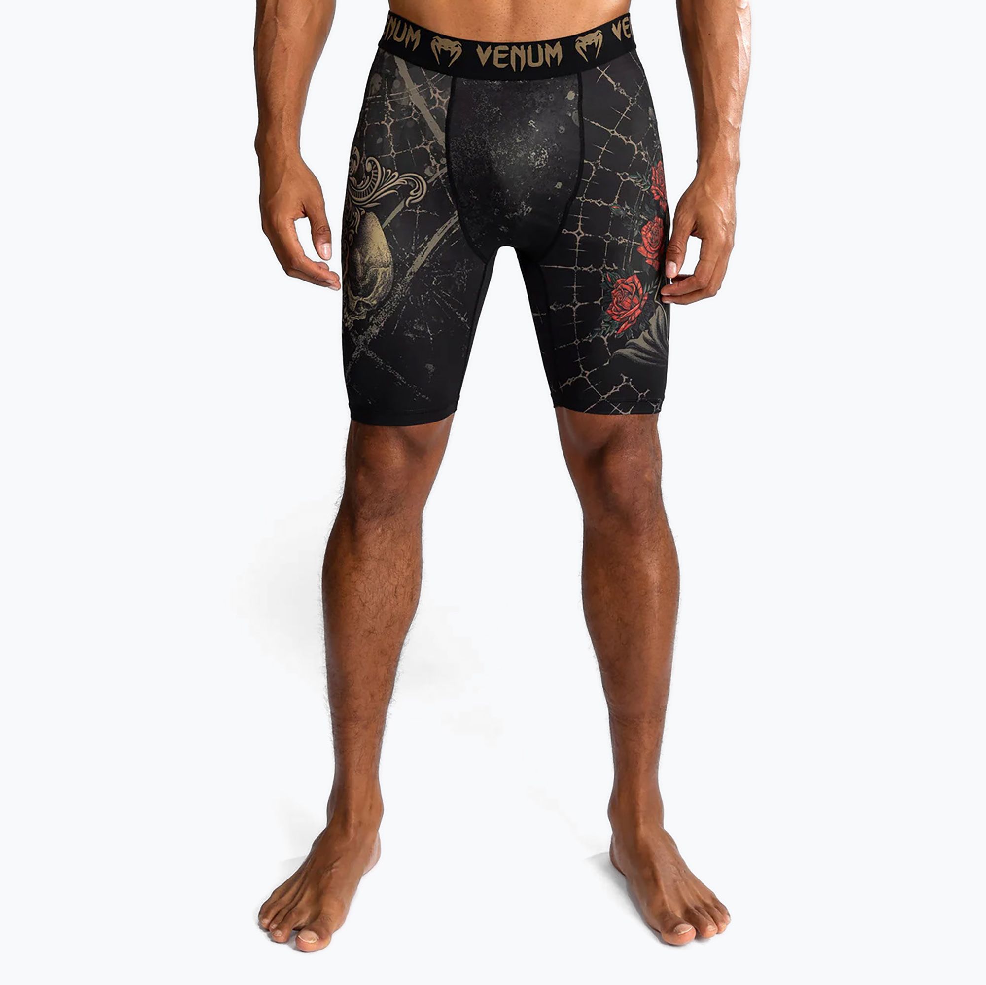 Spodenki treningowe męskie Venum Santa Muerte 5.0 Men’S Vale Tudo Shorts deep black/gold 