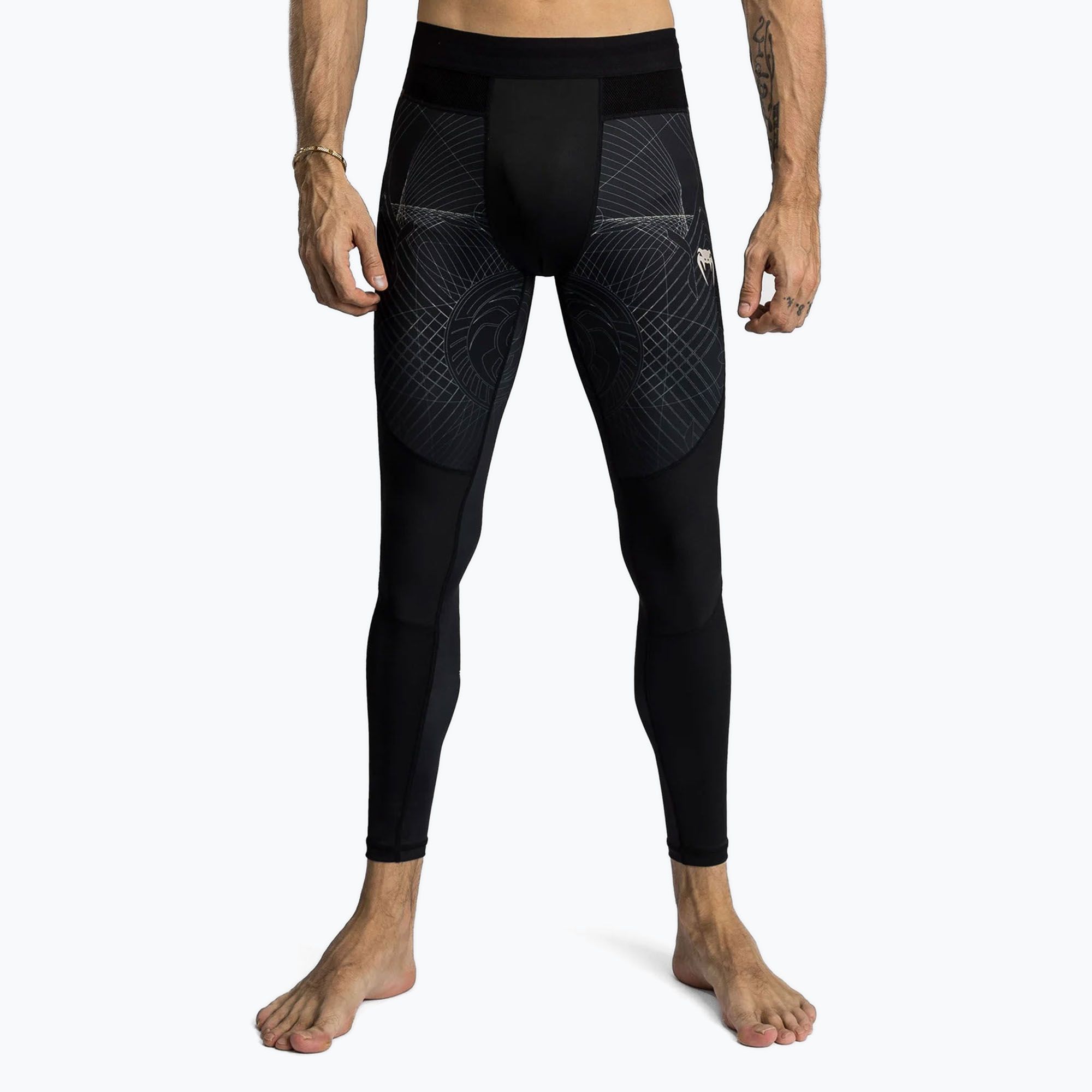 Legginsy treningowe męskie Venum G-Fit Air Spats deep black/ desert sand 