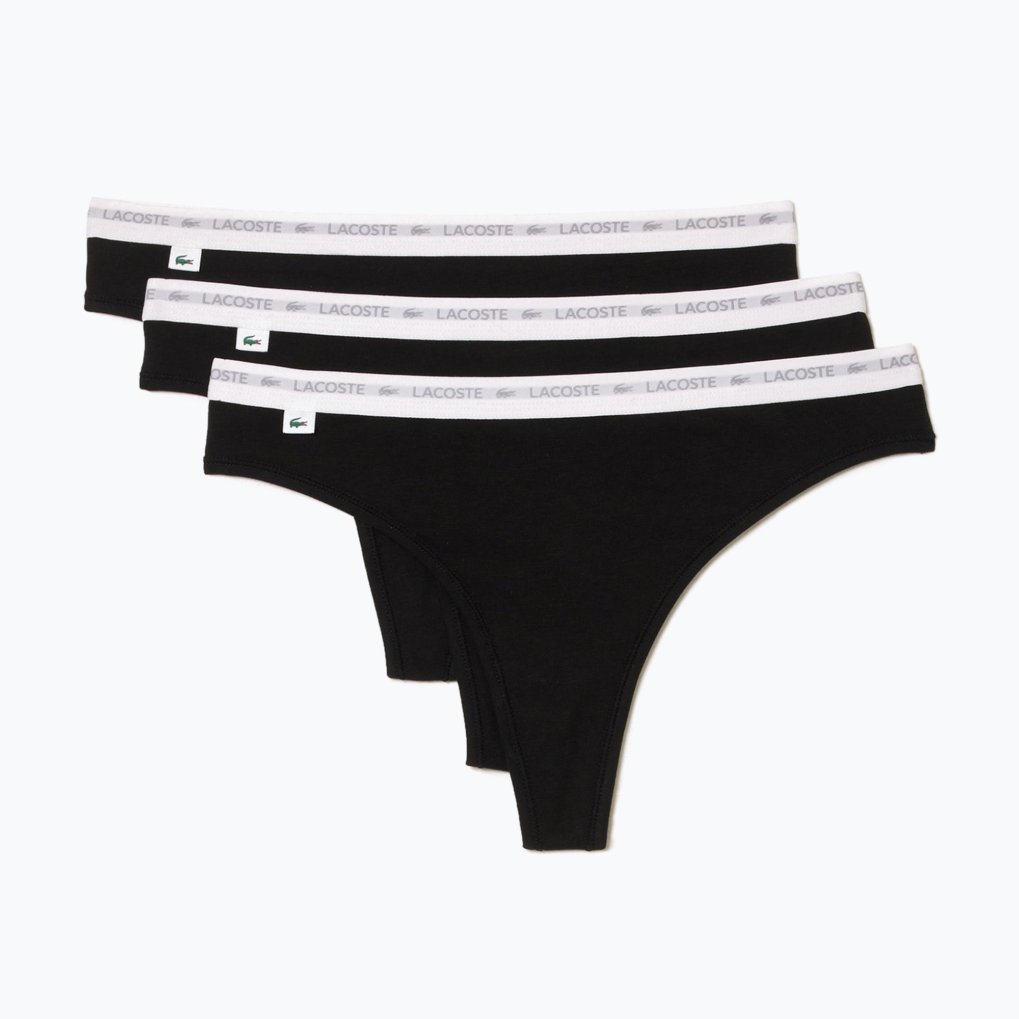 Stringi damskie Lacoste 8F1341 3 pary black 