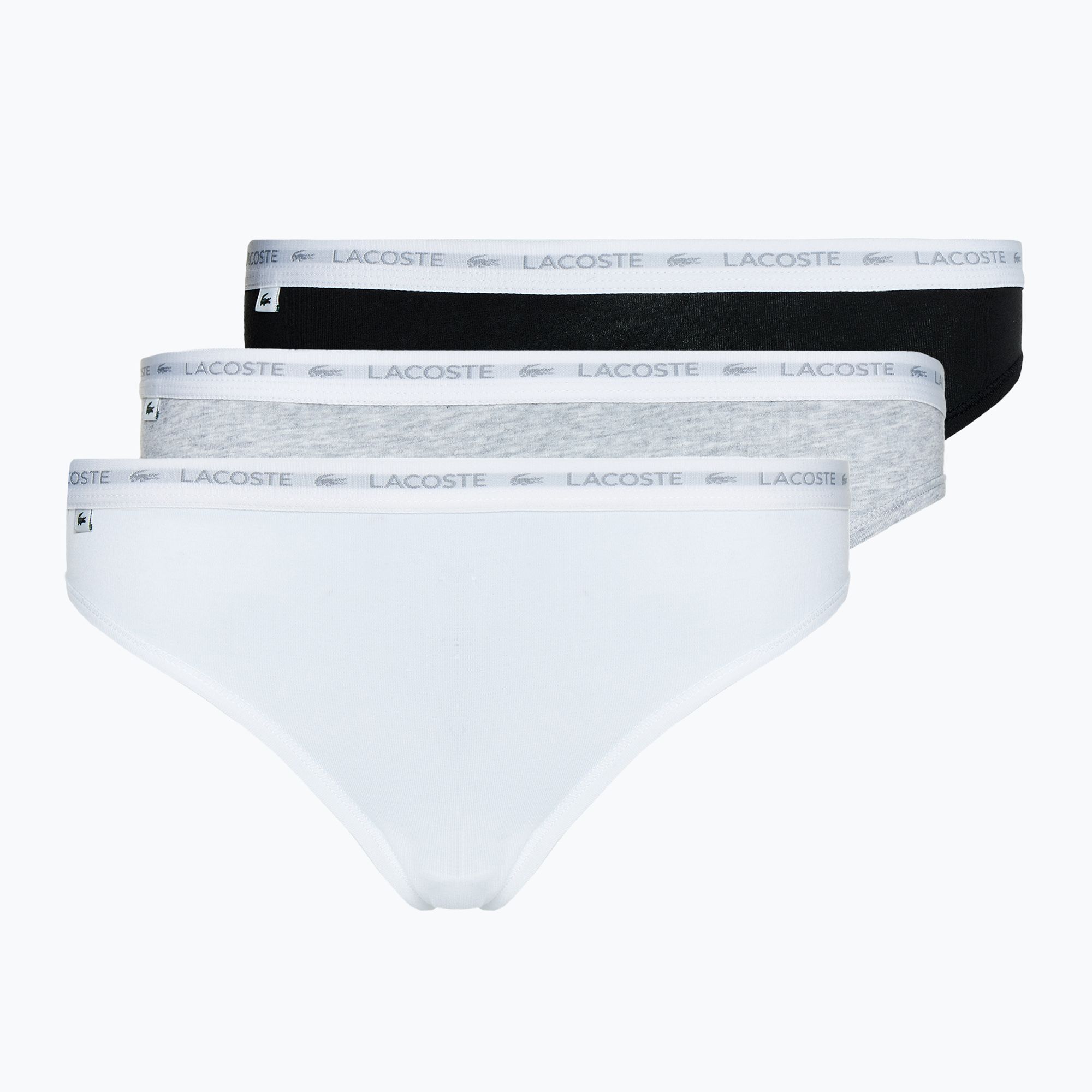 Stringi damskie Lacoste 8F1341 3 pary black/white/silver chine 