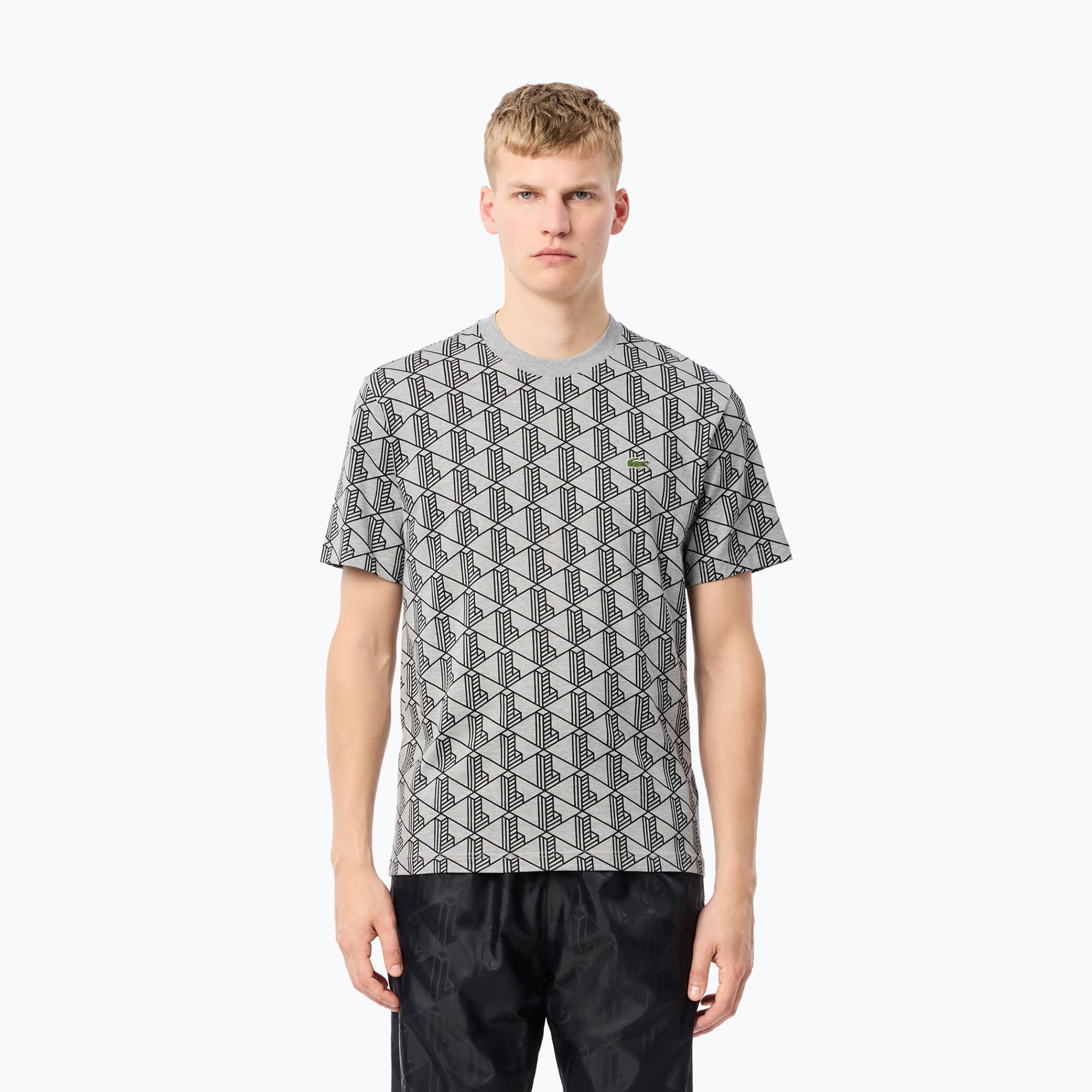 Koszulka męska Lacoste TH2831 silver chine/black 