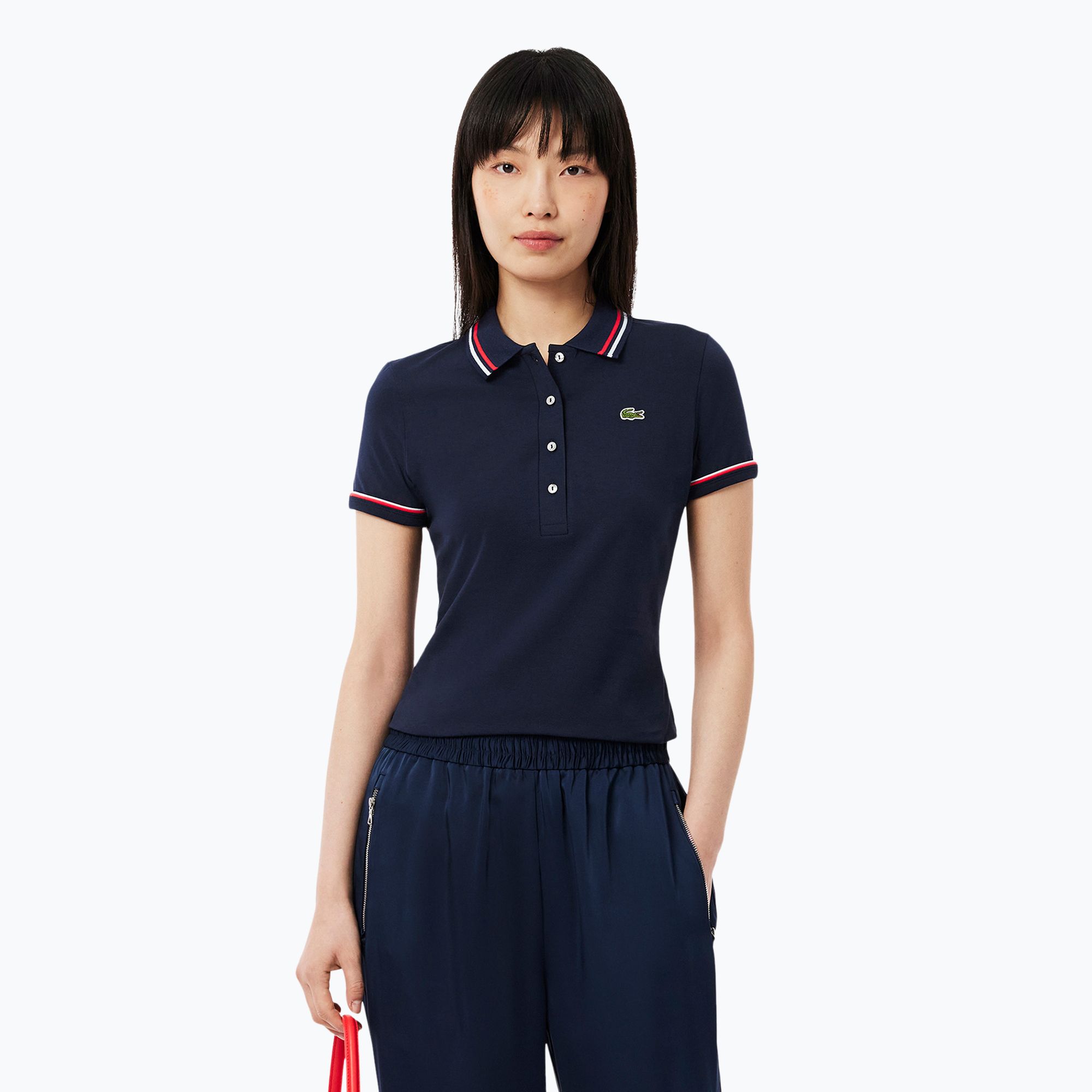 Koszulka polo damska Lacoste Polo DF9599 navy blue/rill/grenadine 