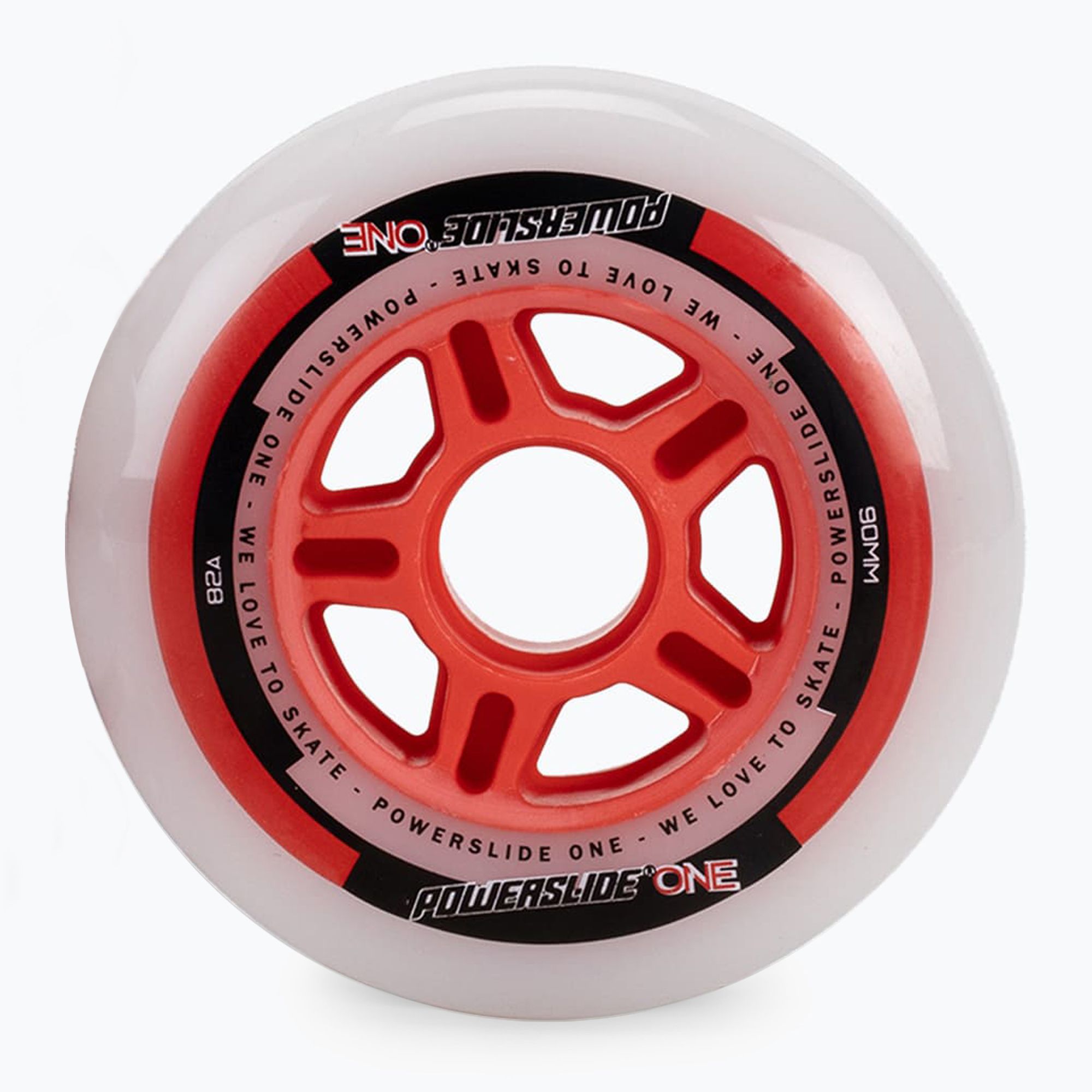 Kółka do rolek z łożyskami Powerslide PS One Spacer/Bearings 90 mm/82A 8 szt. red 