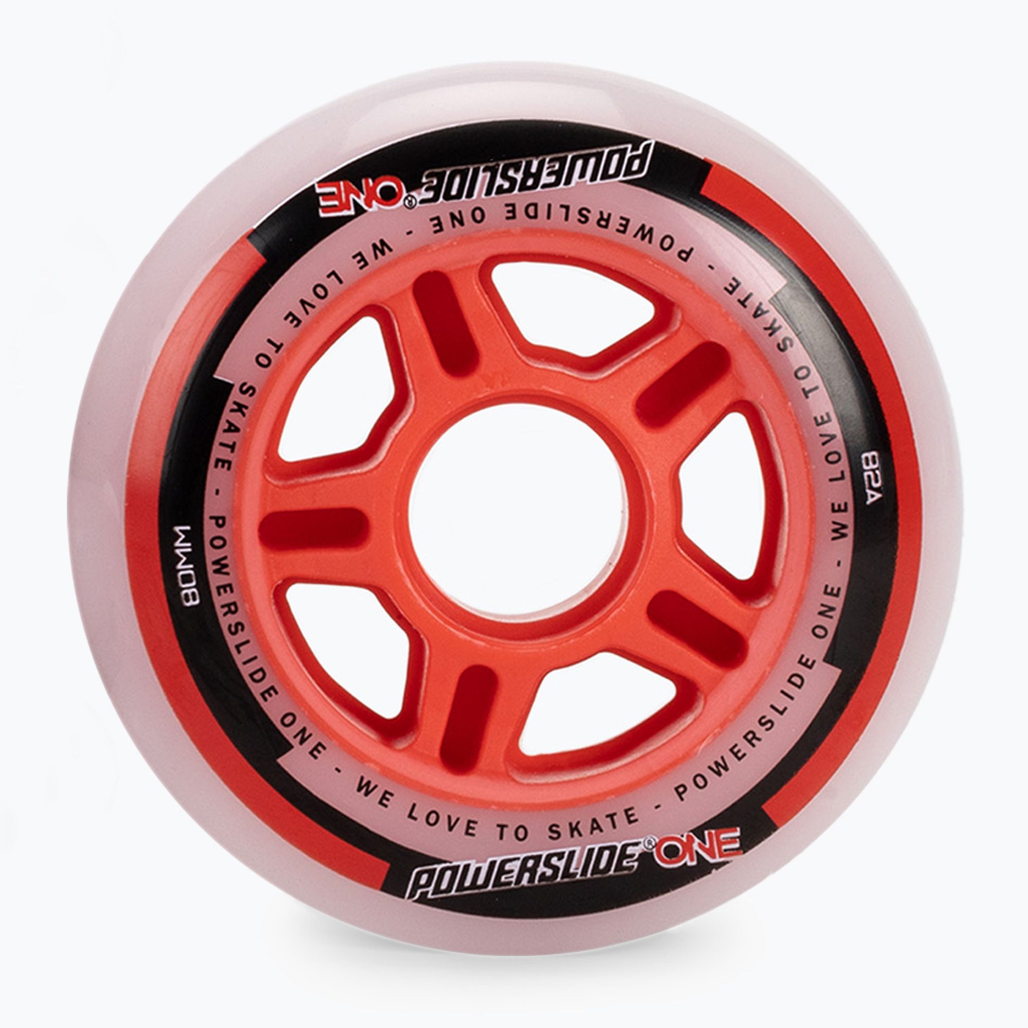 Kółka do rolek z łożyskami Powerslide PS One Spacer/Bearings 80 mm/82A 8 szt. red 