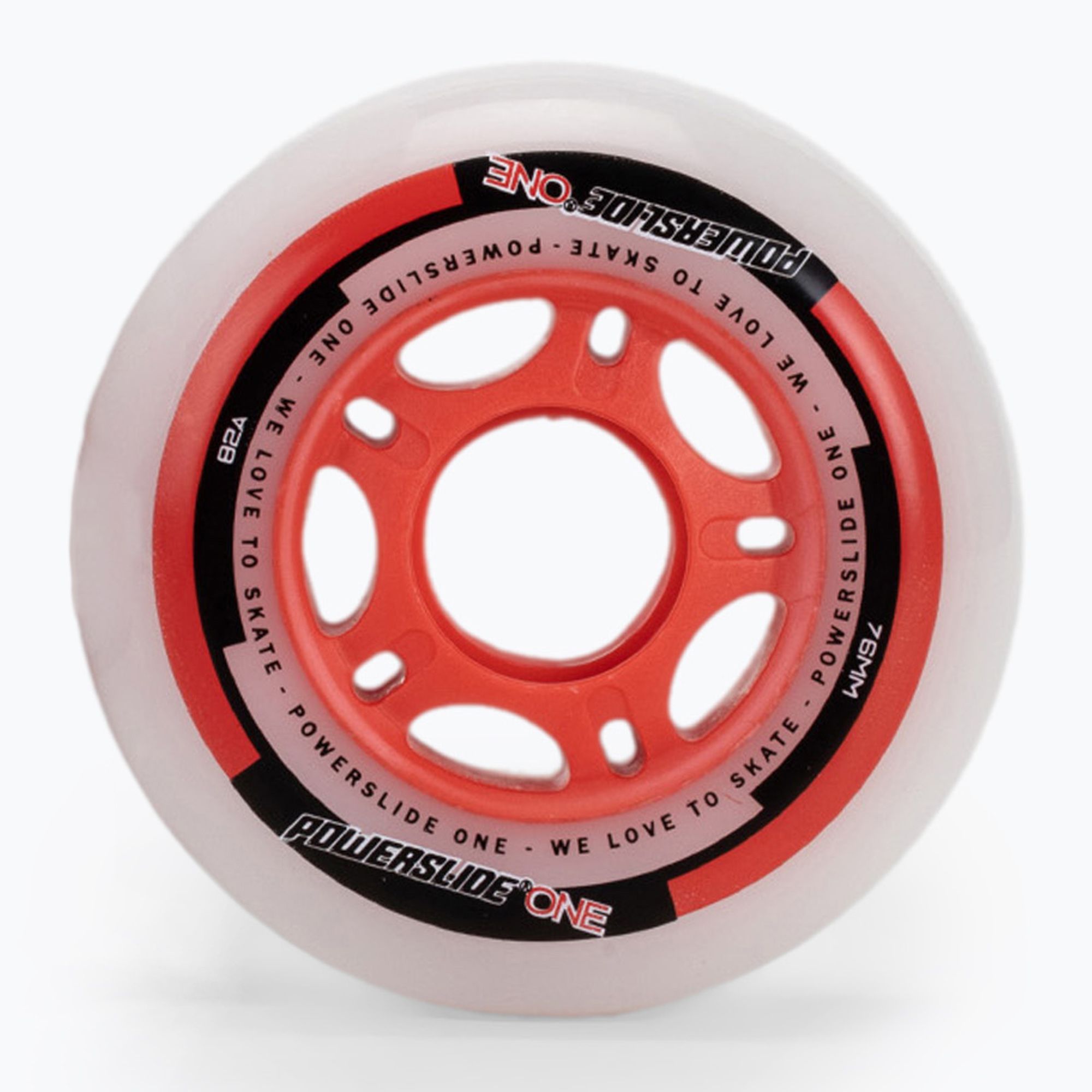 Kółka do rolek z łożyskami Powerslide PS One Spacer/Bearings 76 mm/82A 8 szt. red 