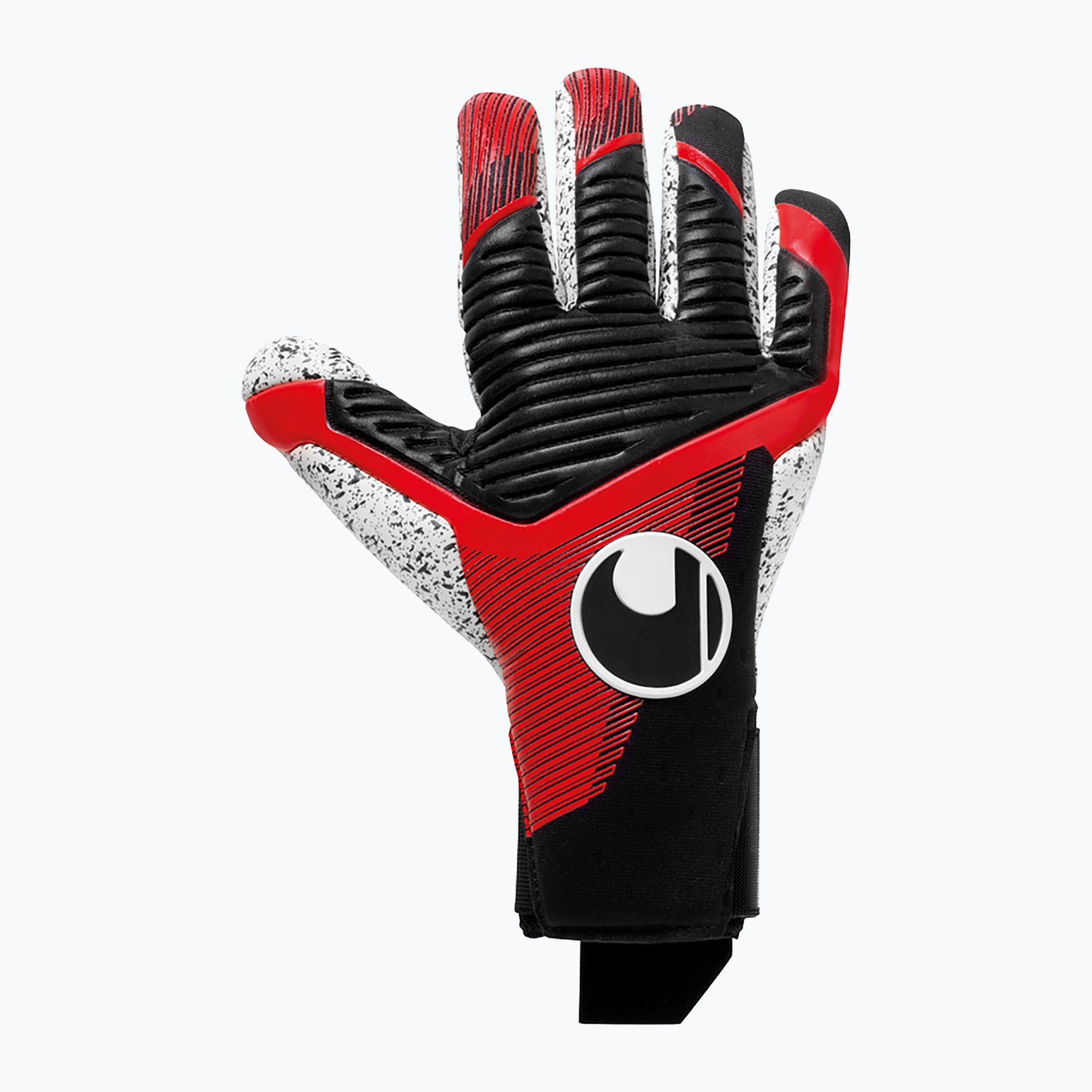 Rękawice bramkarskie uhlsport Powerline Supergrip+ Finger Surround czarne/czerwone/białe 