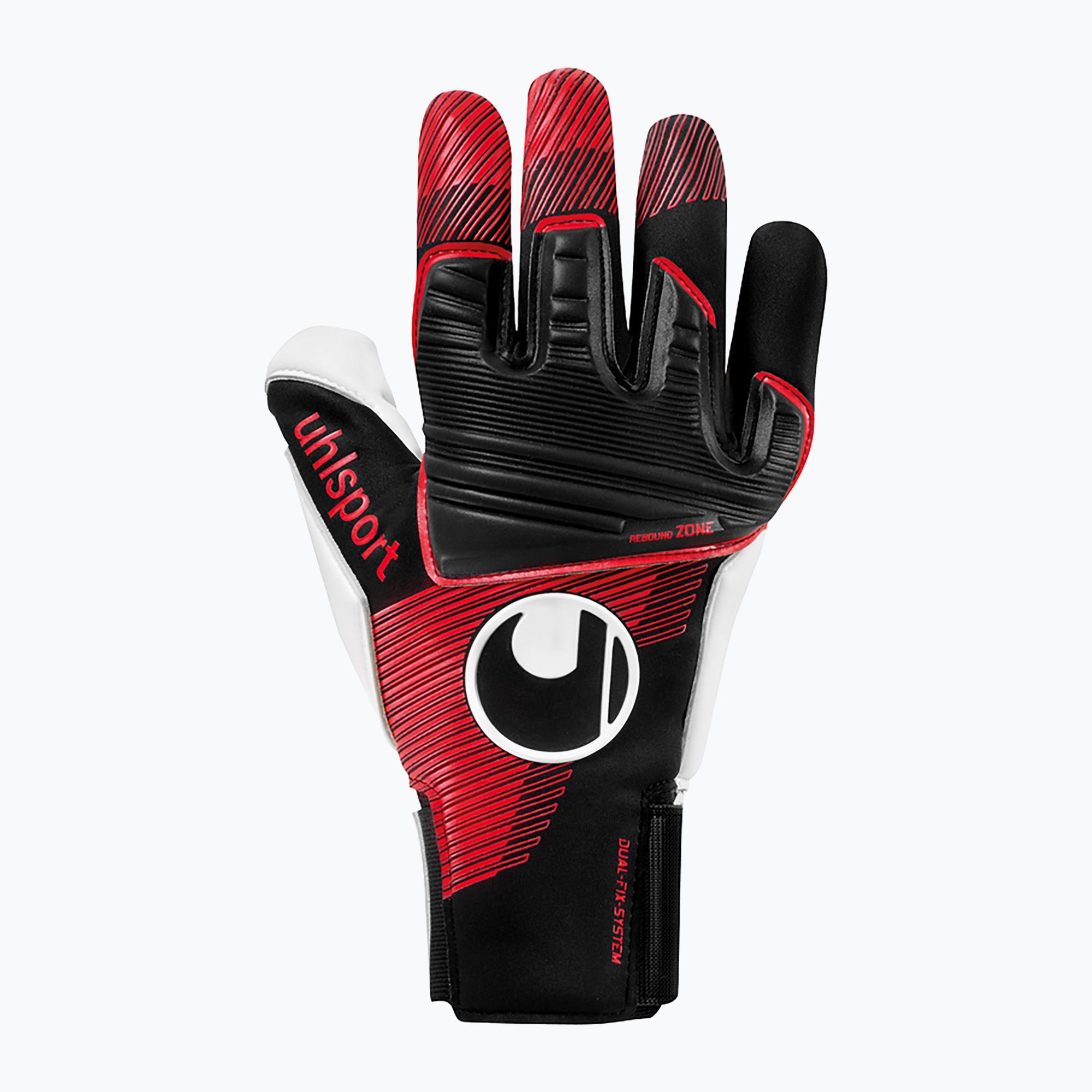 Rękawice bramkarskie dziecięce uhlsport Powerline Absolutgrip czarne/czerwone/białe 