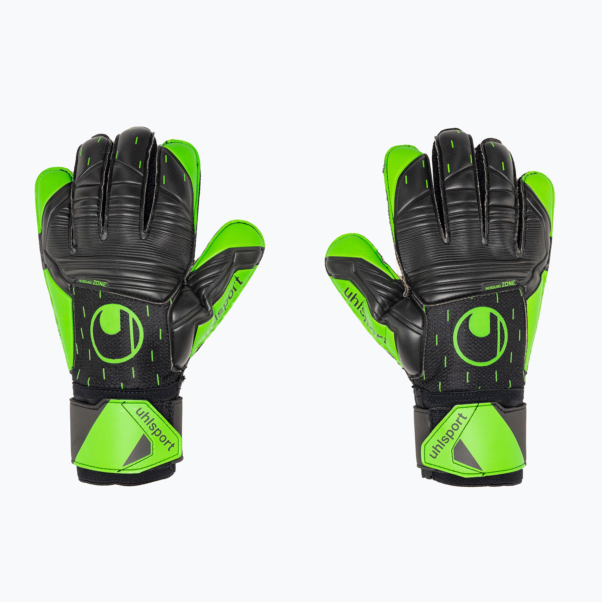 Rękawice bramkarskie uhlsport Classic Soft Advanced czarne/neonowe zielone/białe 
