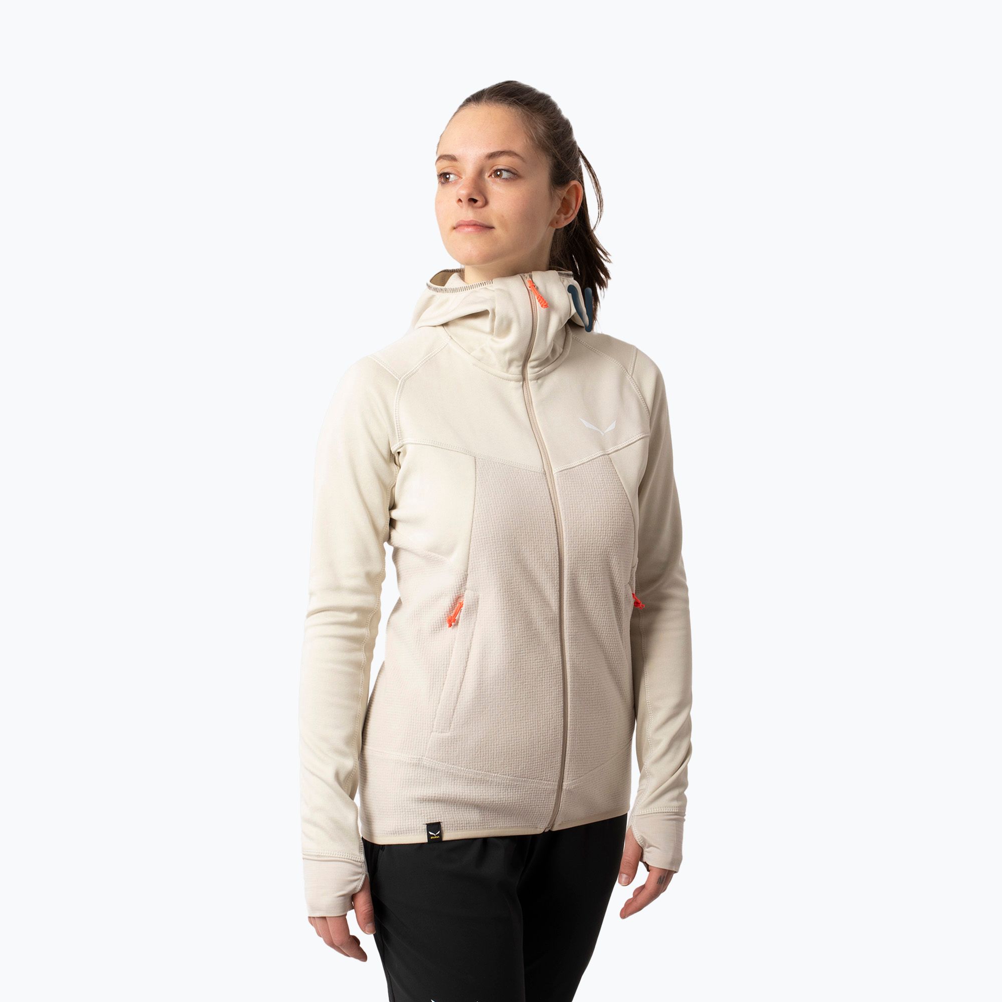 Bluza trekkingowa damska Salewa Puez Hybrid PL FZ Hoody oatmeal melange 