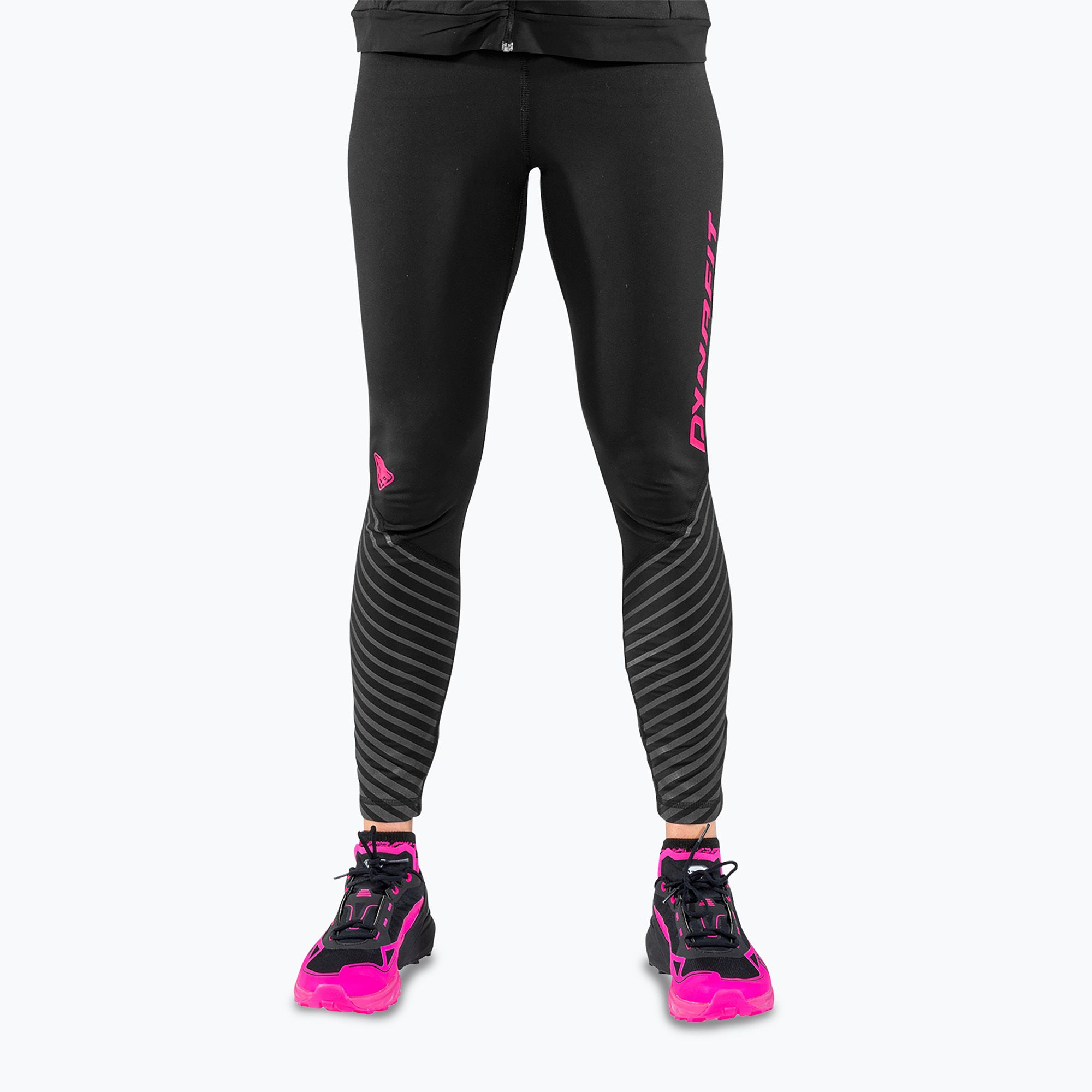Legginsy do biegania damskie DYNAFIT Reflective black out pink glo 