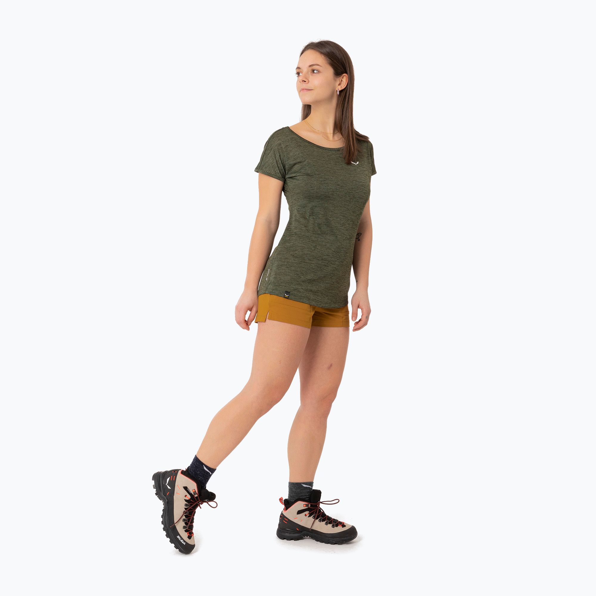 Koszulka damska Salewa Puez Melange Dry dark olive melange 