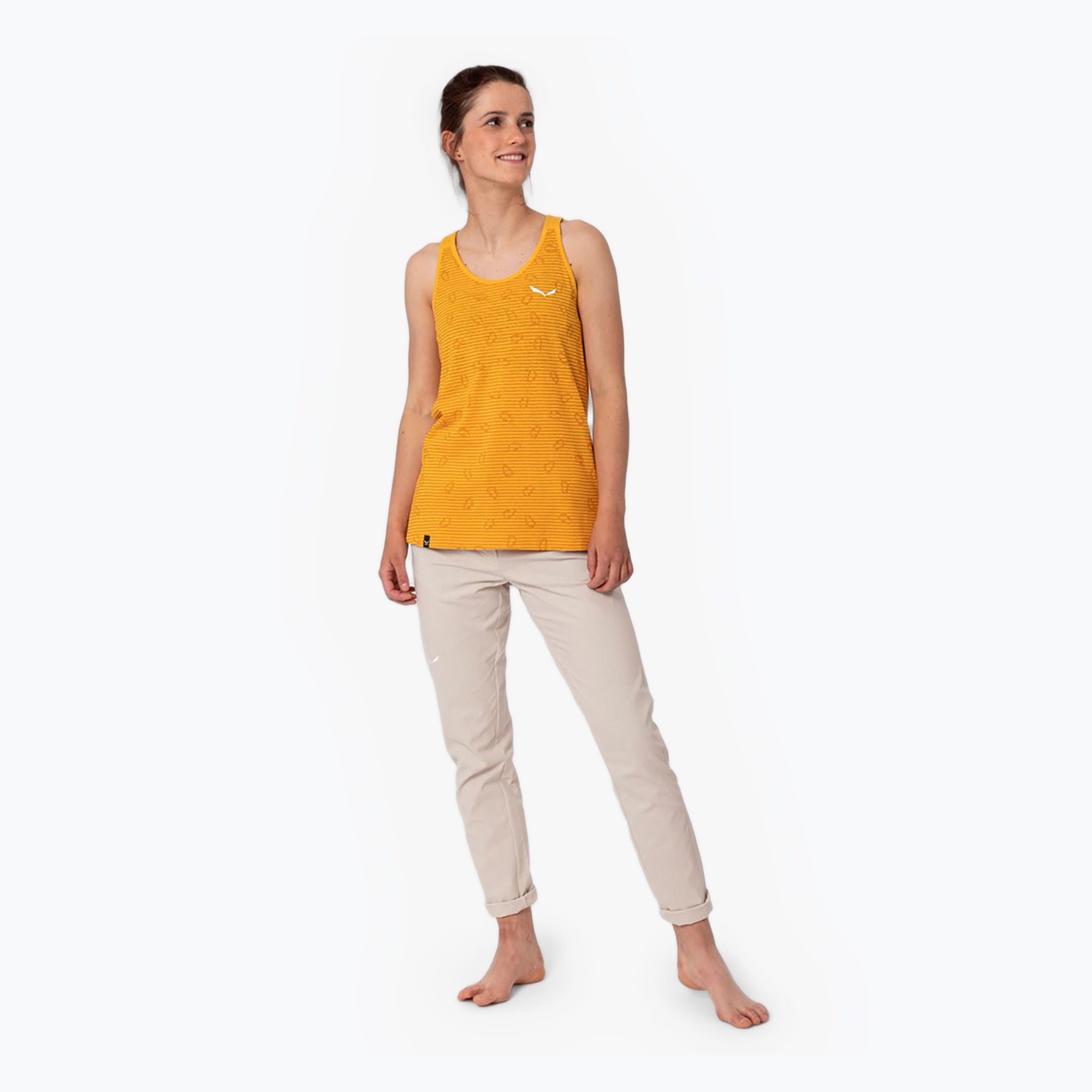 Koszulka wspinaczkowa damska Salewa Lavaredo Hemp Graphic Tank gold 