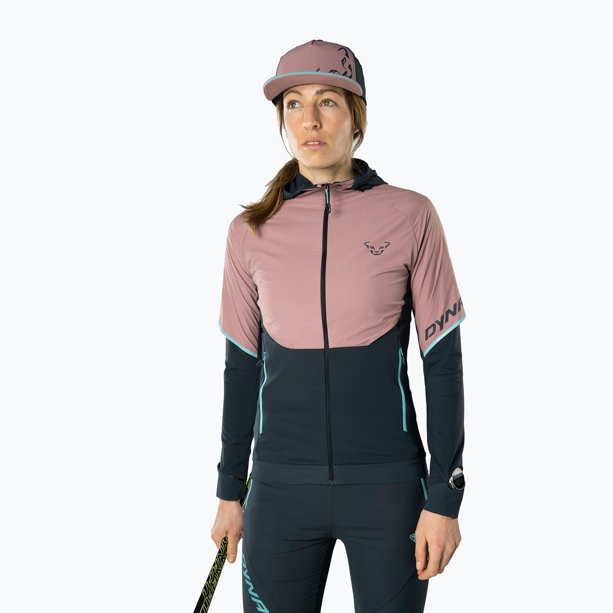 Kurtka do biegania damska DYNAFIT Alpine Hybrid mokarosa 