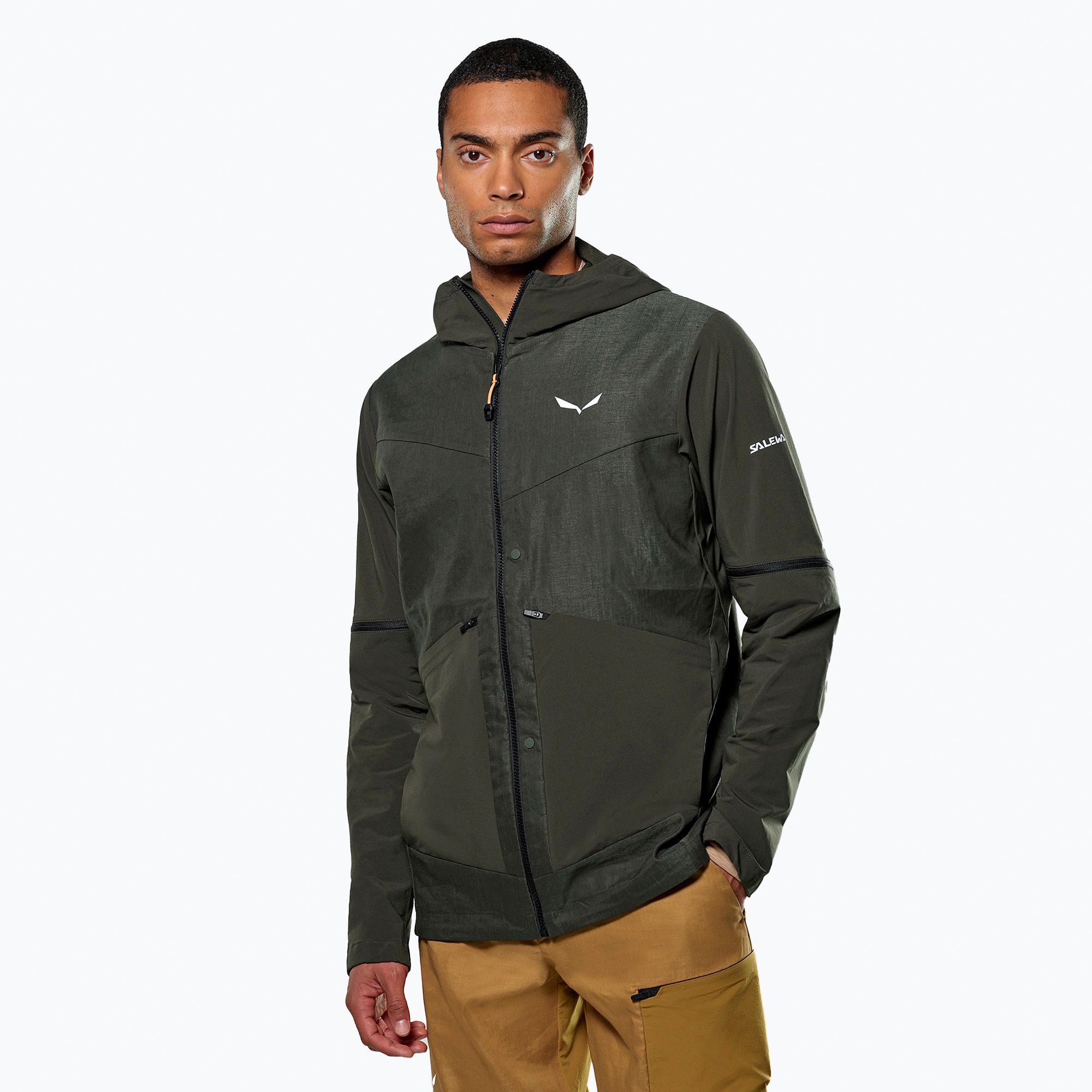 Kurtka softshell męska Salewa Puez Hemp Dst 2/1 Hyb dark olive 