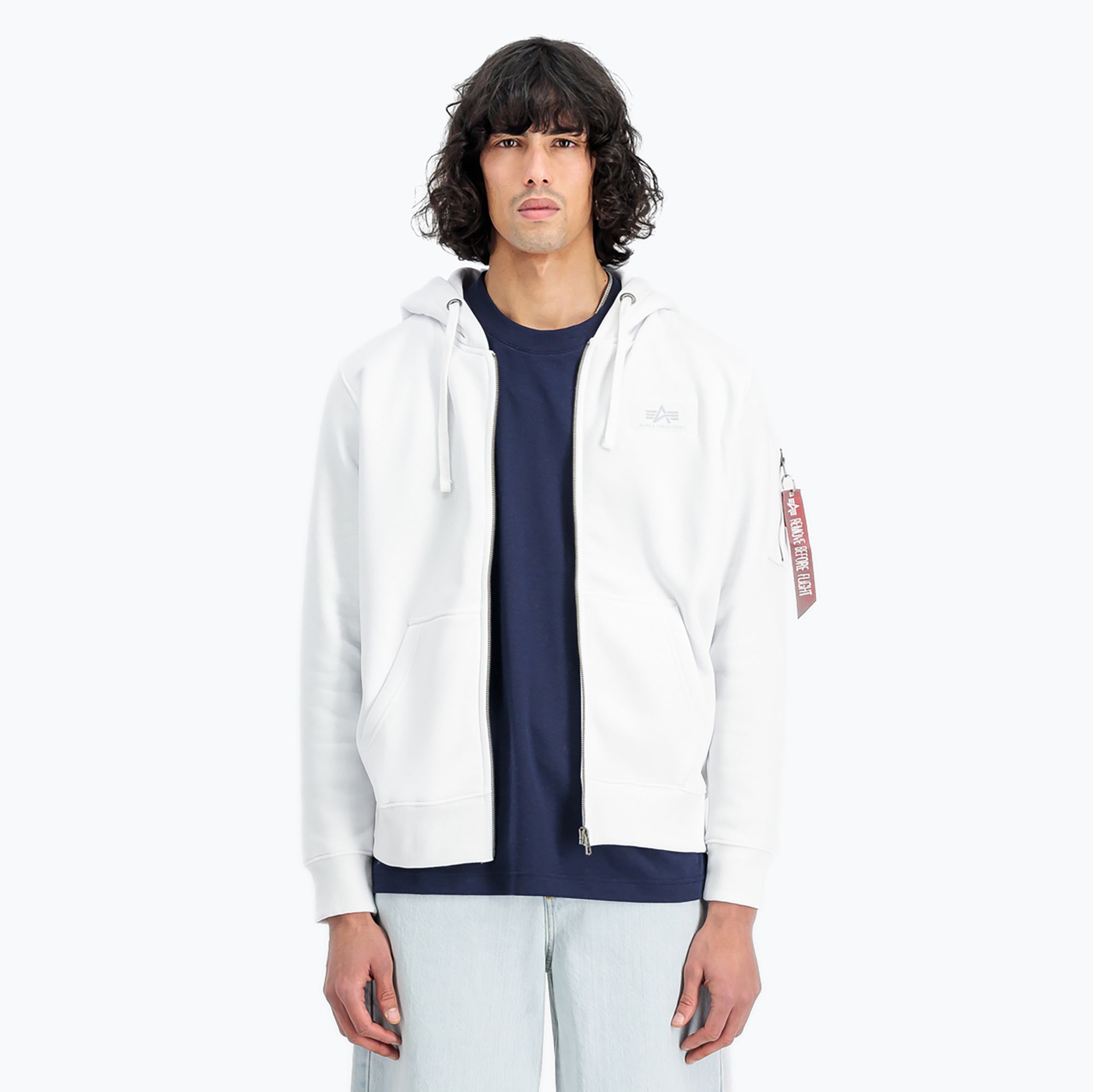 Bluza męska Alpha Industries Back Print Zip white 