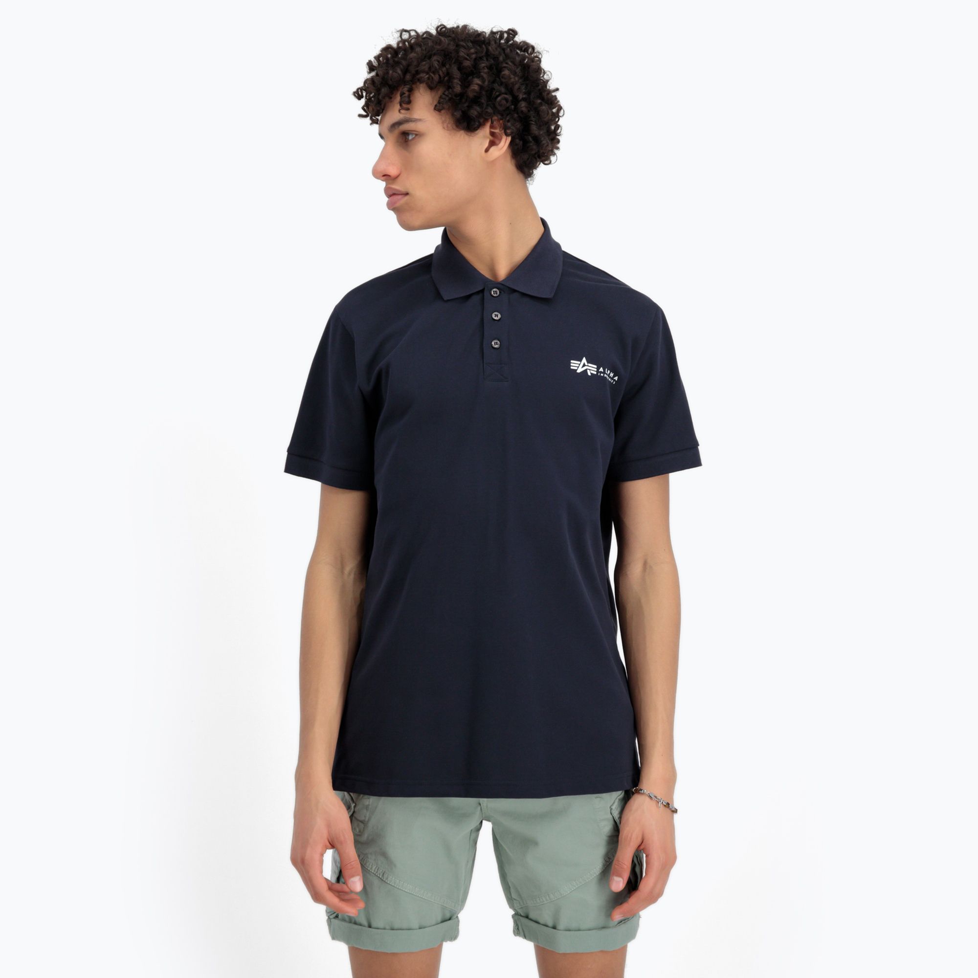 Koszulka męska Alpha Industries Basic Polo Small Logo replica blue 