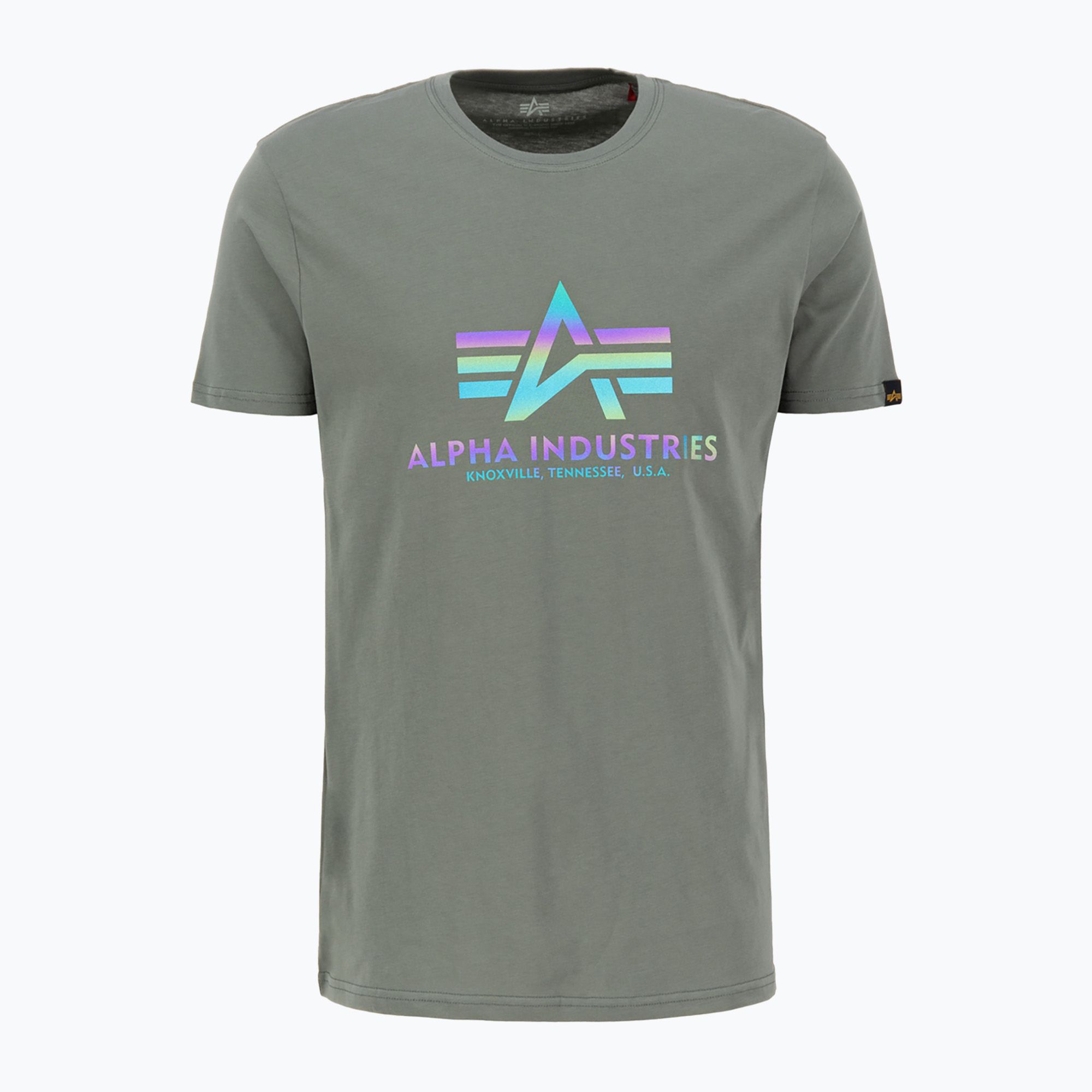 Koszulka męska Alpha Industries Basic Rainbow Reflective vintage green 