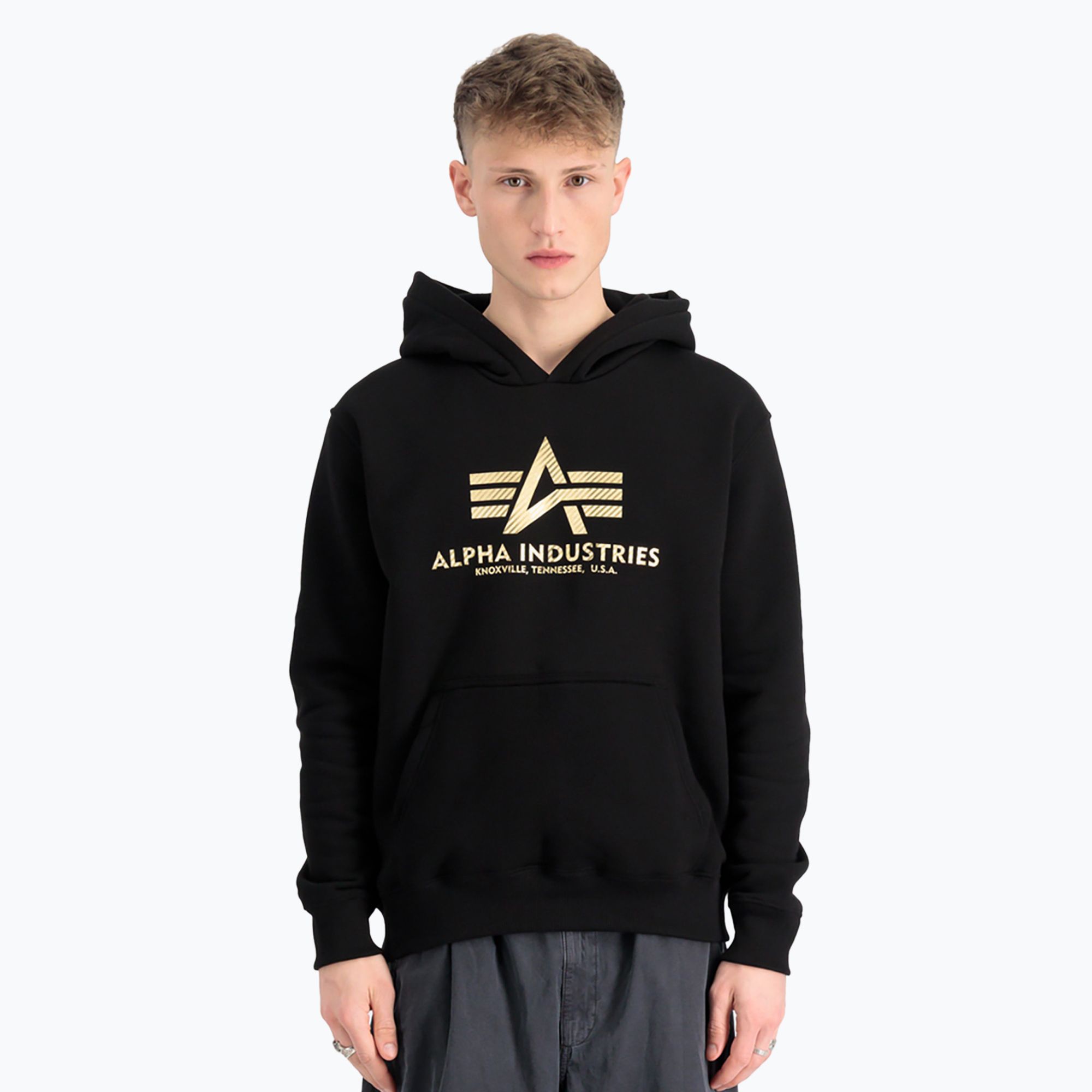 Bluza męska Alpha Industries Basic Carbon Hoody black/gold 