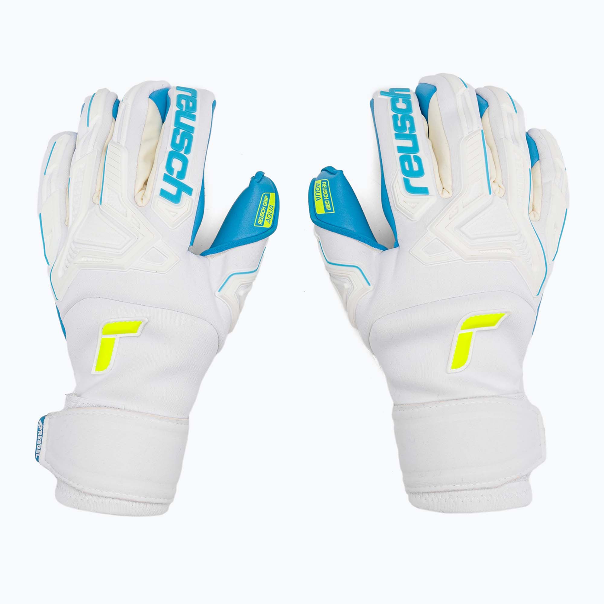 Rękawice bramkarskie Reusch Attrakt Freegel Aqua Windproof white/aqua blue 