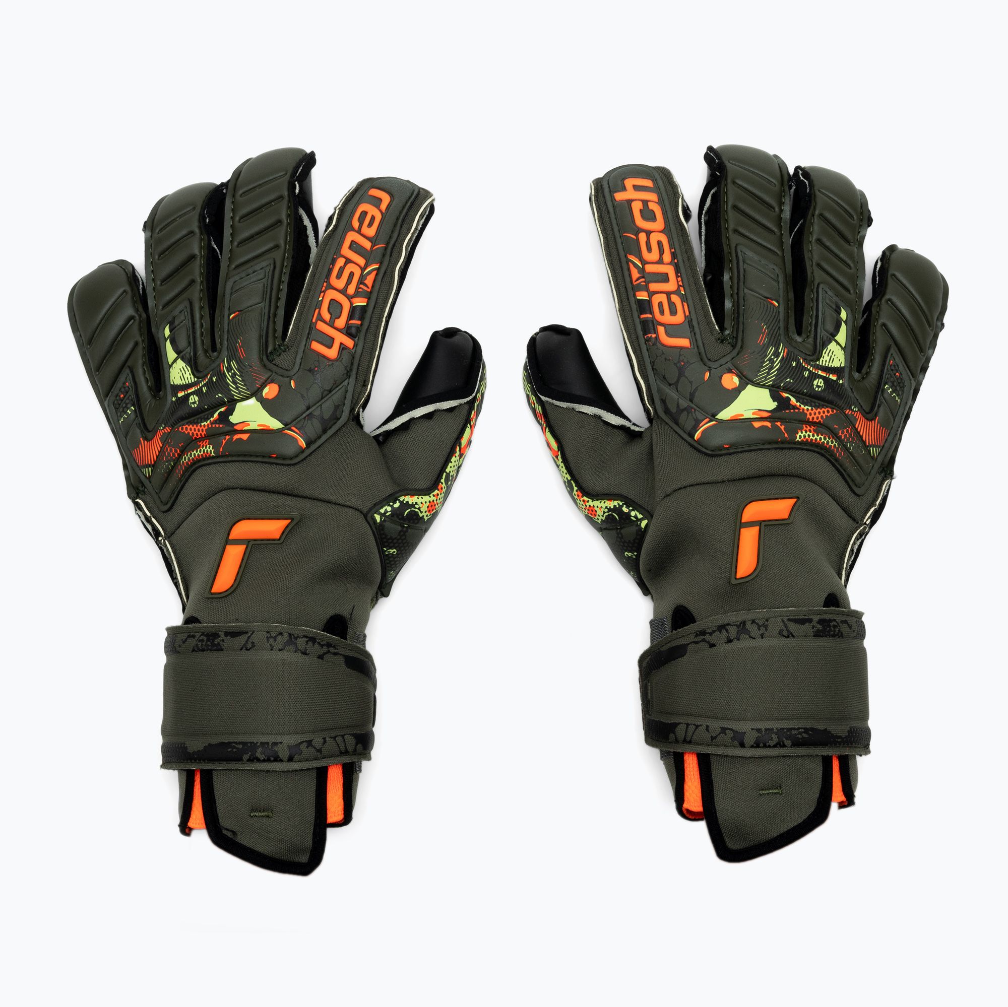 Rękawice bramkarskie Reusch Attrakt Duo Evolution Adaptive Flex desert green/shocking orange/black